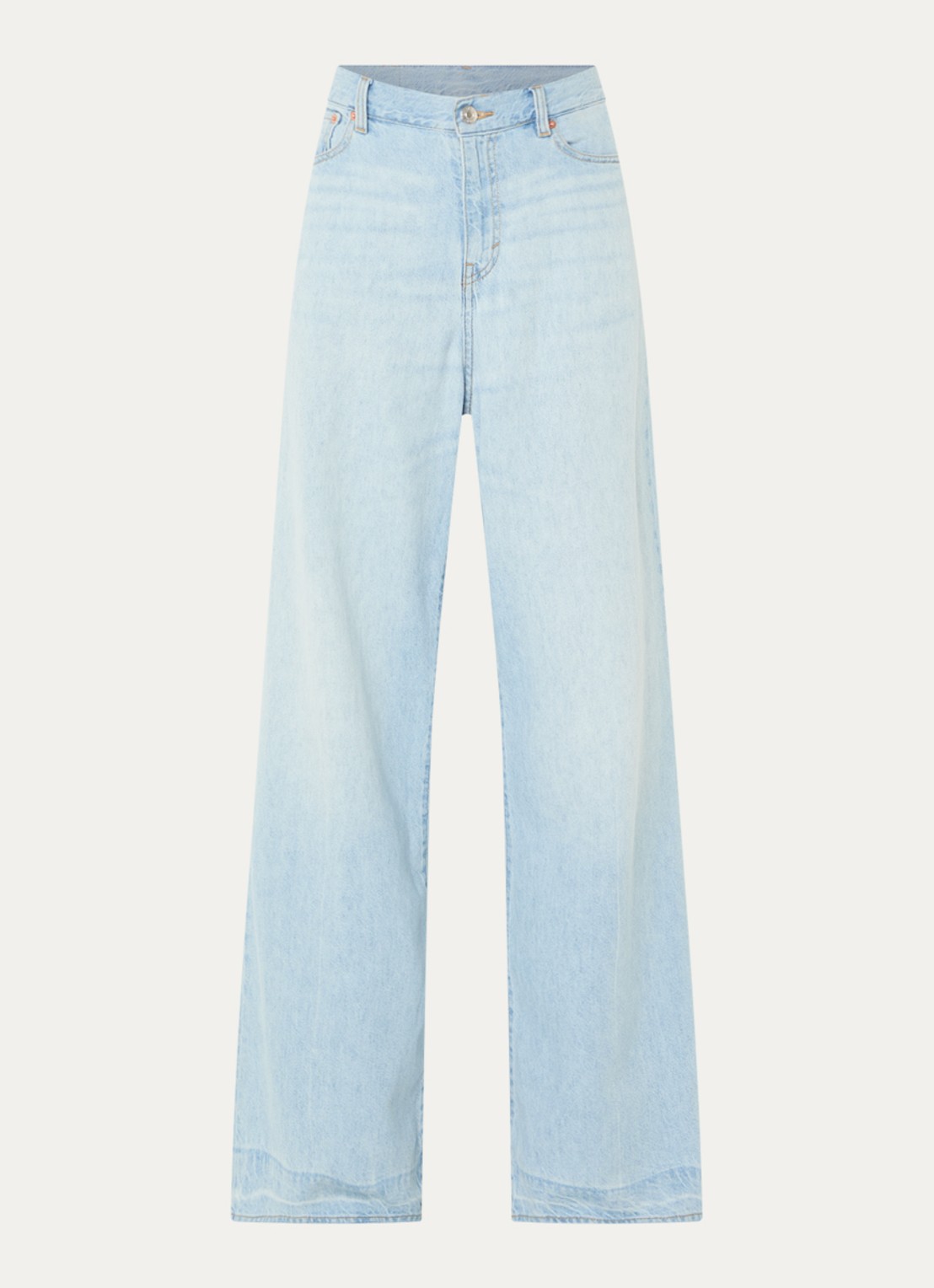 Bellerose Parthe high waist wide leg jeans met lichte wassing - voorkant indigo
