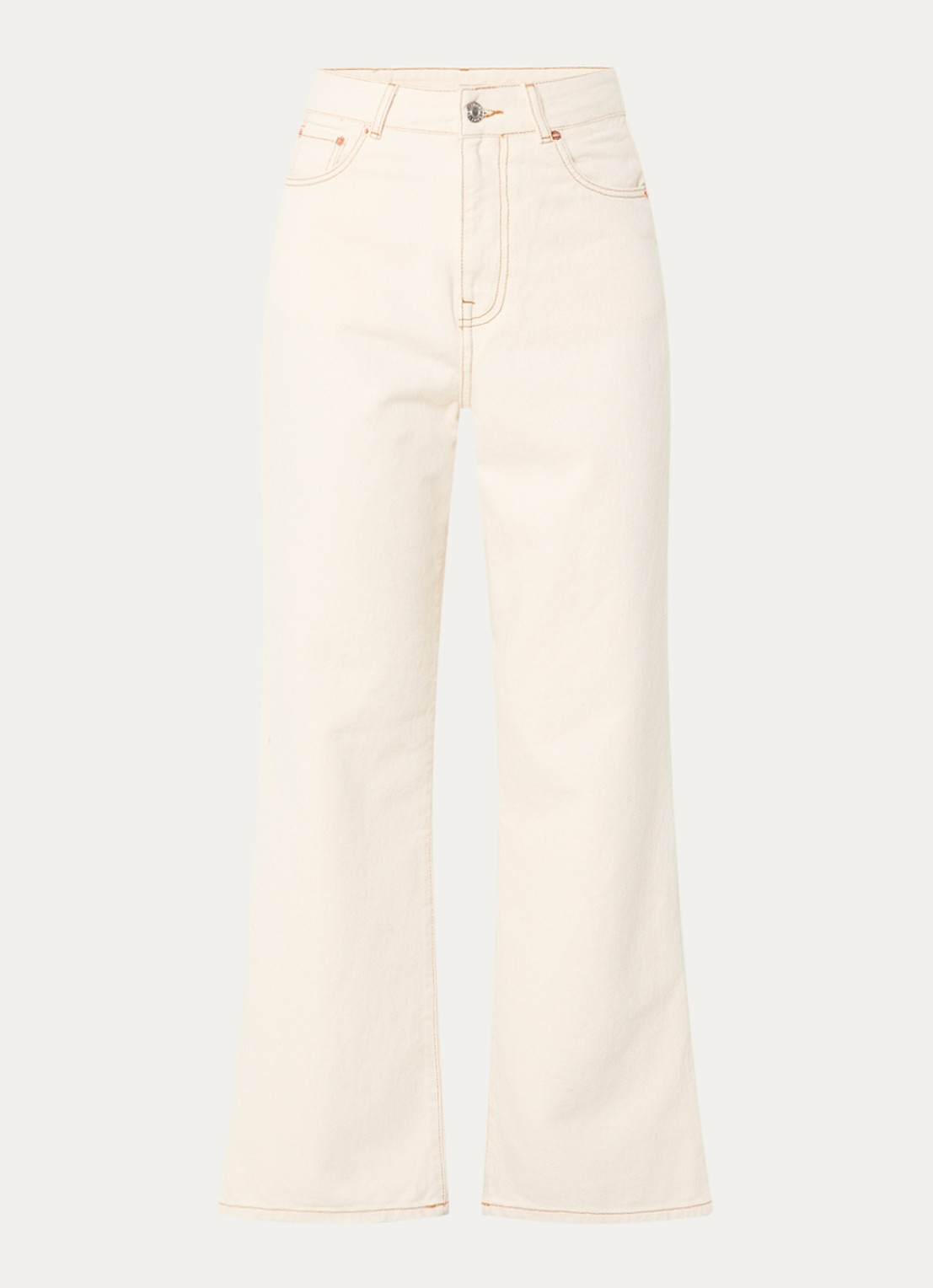 Bellerose Poker high waist straight fit jeans met gekleurde wassing - voorkant 4 gebroken wit