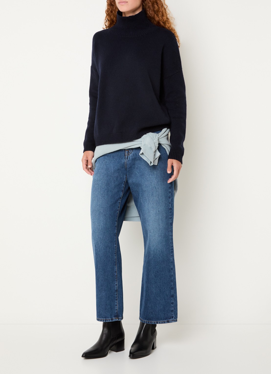 Bellerose Poker high waist wide fit jeans met medium wassing - voorkant 5 indigo