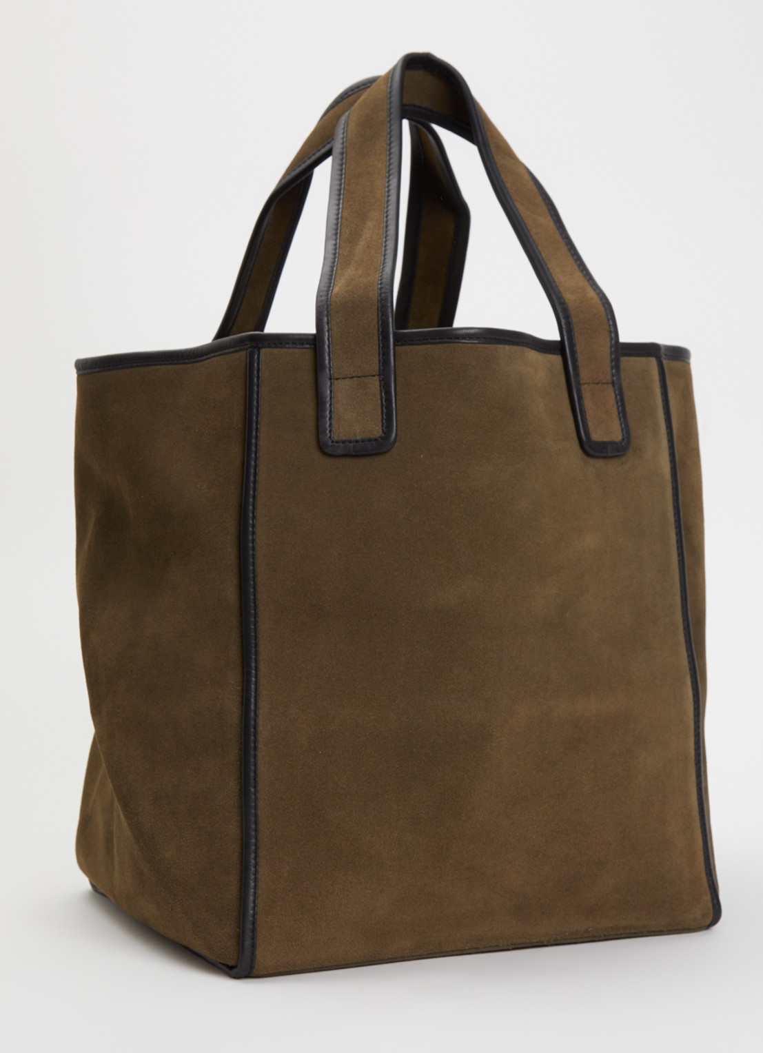 Bellerose Shopper van suède met leren details - achterkant 5 donkerbeige