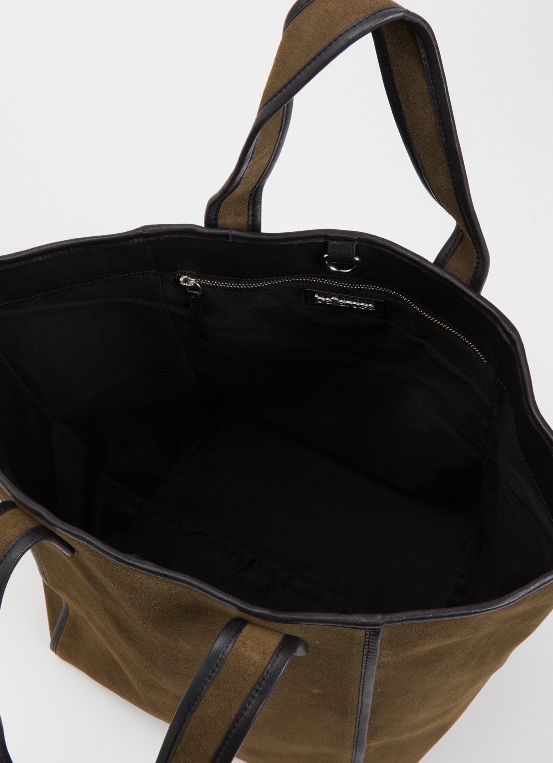 Bellerose Shopper van suède met leren details - detail 2 donkerbeige