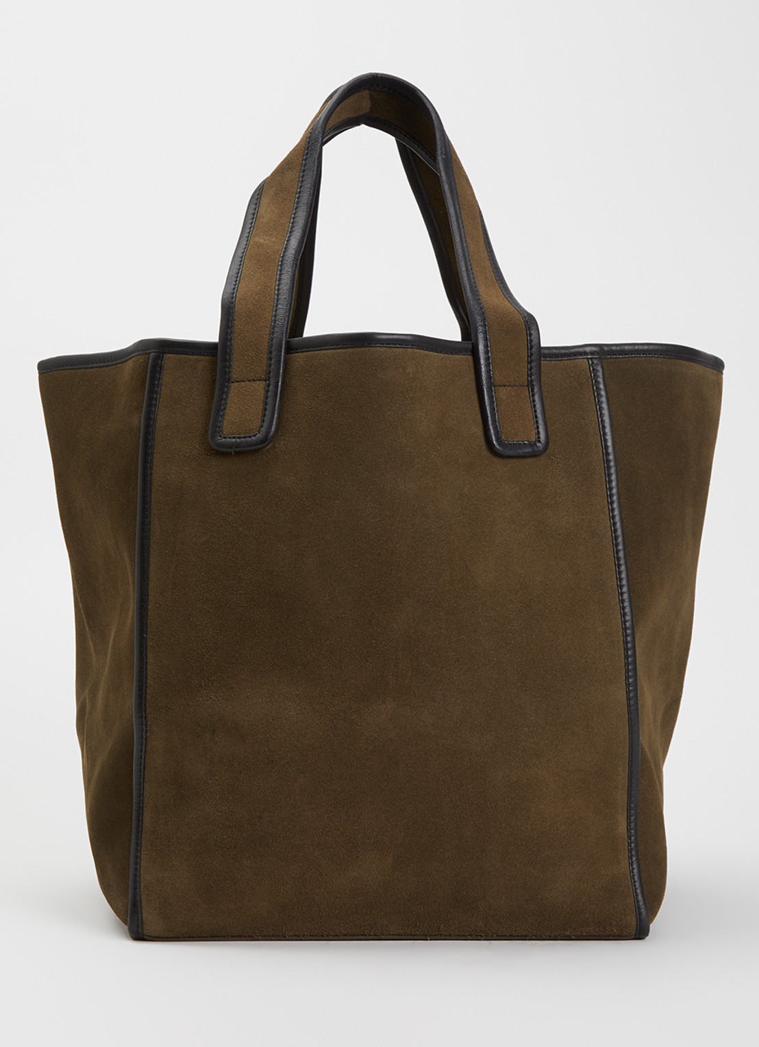 Bellerose Shopper van suède met leren details - voorkant donkerbeige