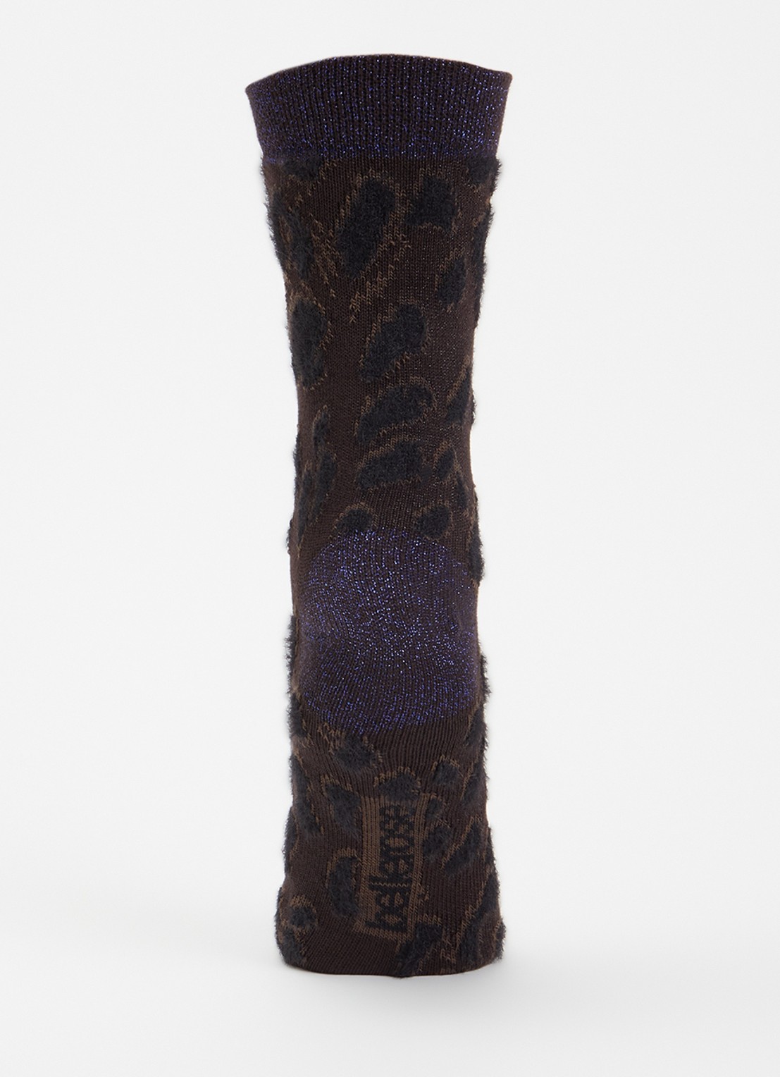 Bellerose Sokken in wolblend met lurex en panterprint  - voorkant 2 donkerbruin