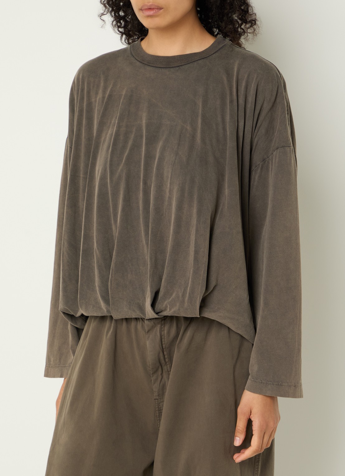 Bellerose Whoop high waist wide fit broek met trekkoord - detail 4 lichtbruin