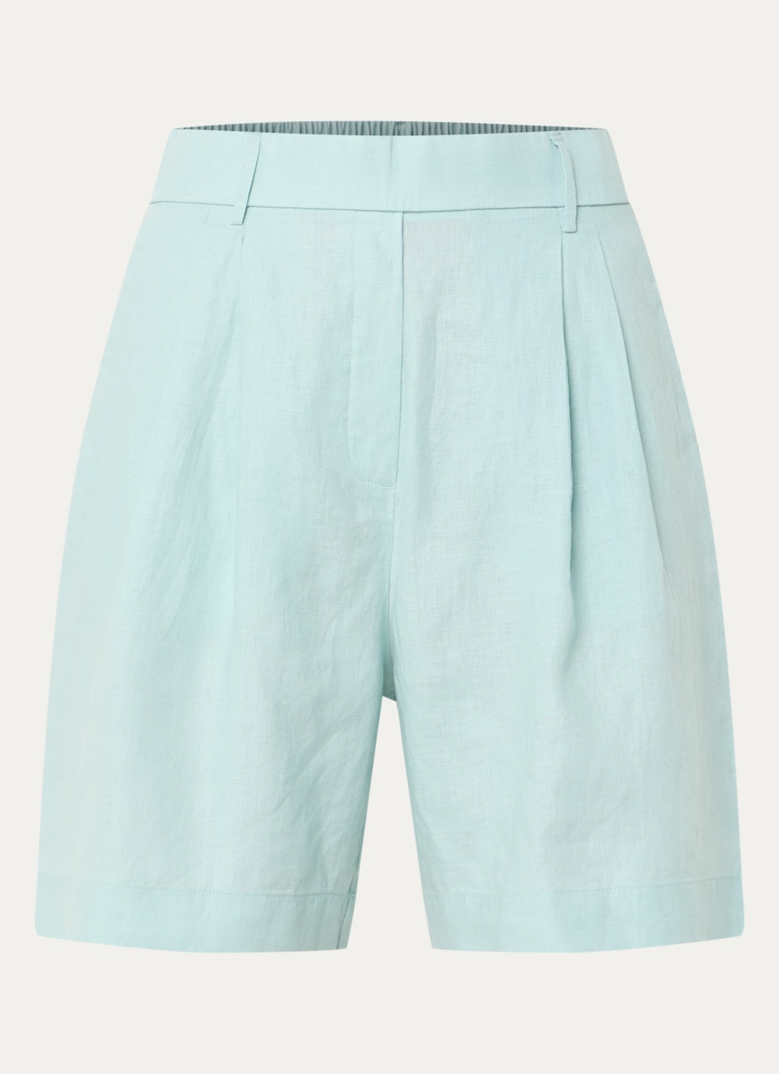 Benetton Bermuda high waist loose fit korte broek van linnen - voorkant 2 lindegroen