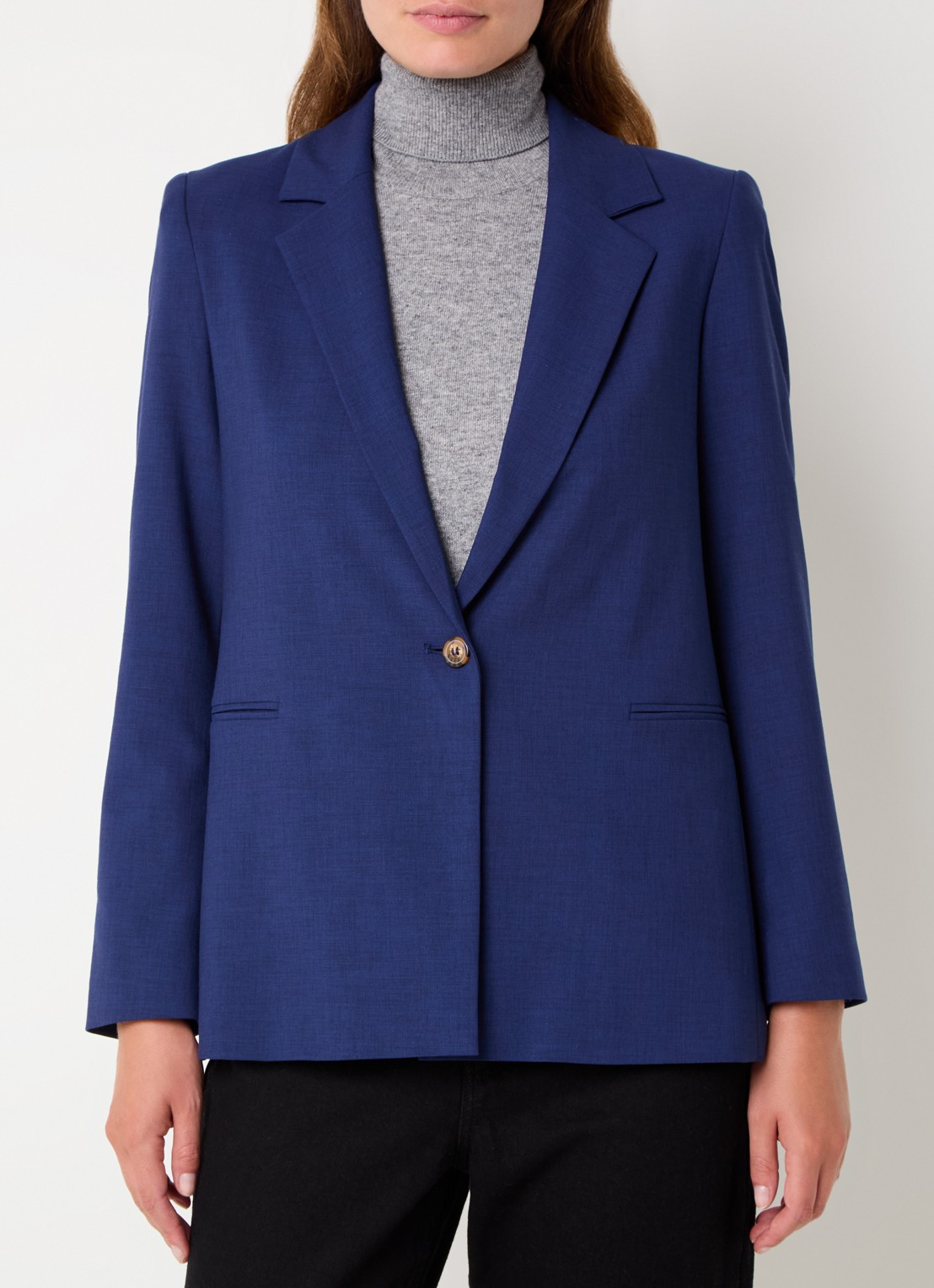 Benetton Blazer met paspelzakken en schoudervulling - detail 6 donkerblauw