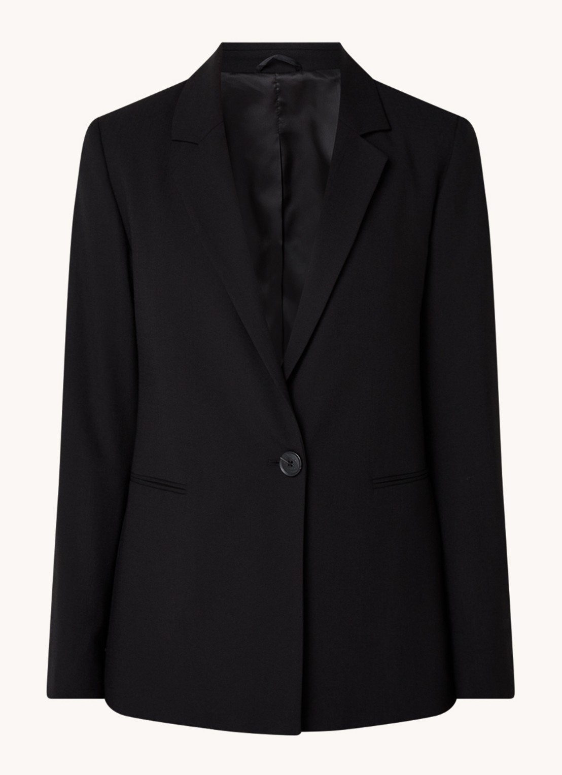 Benetton Blazer met paspelzakken en schoudervulling - voorkant 3 zwart