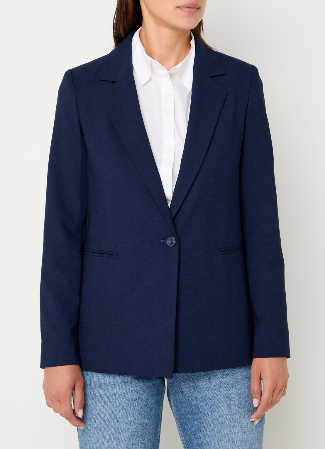 Benetton Blazer met paspelzakken en schoudervulling - detail 7 donkerblauw