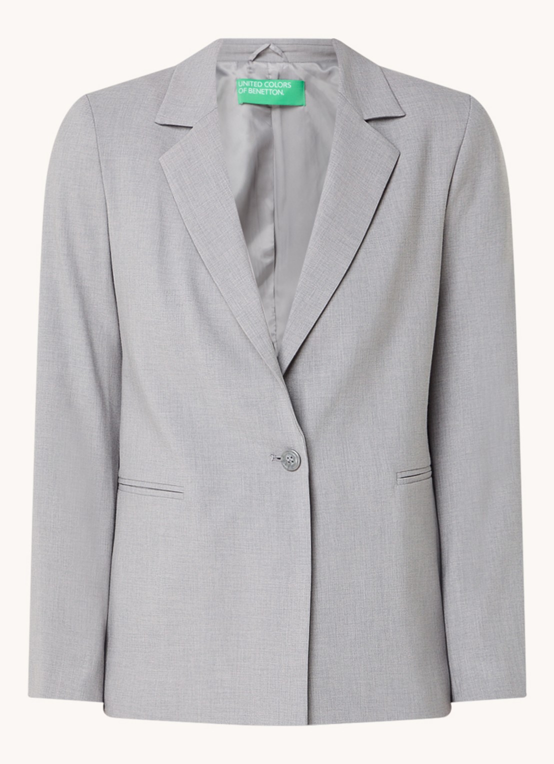 Benetton Blazer met paspelzakken en schoudervulling - voorkant 3 grijs