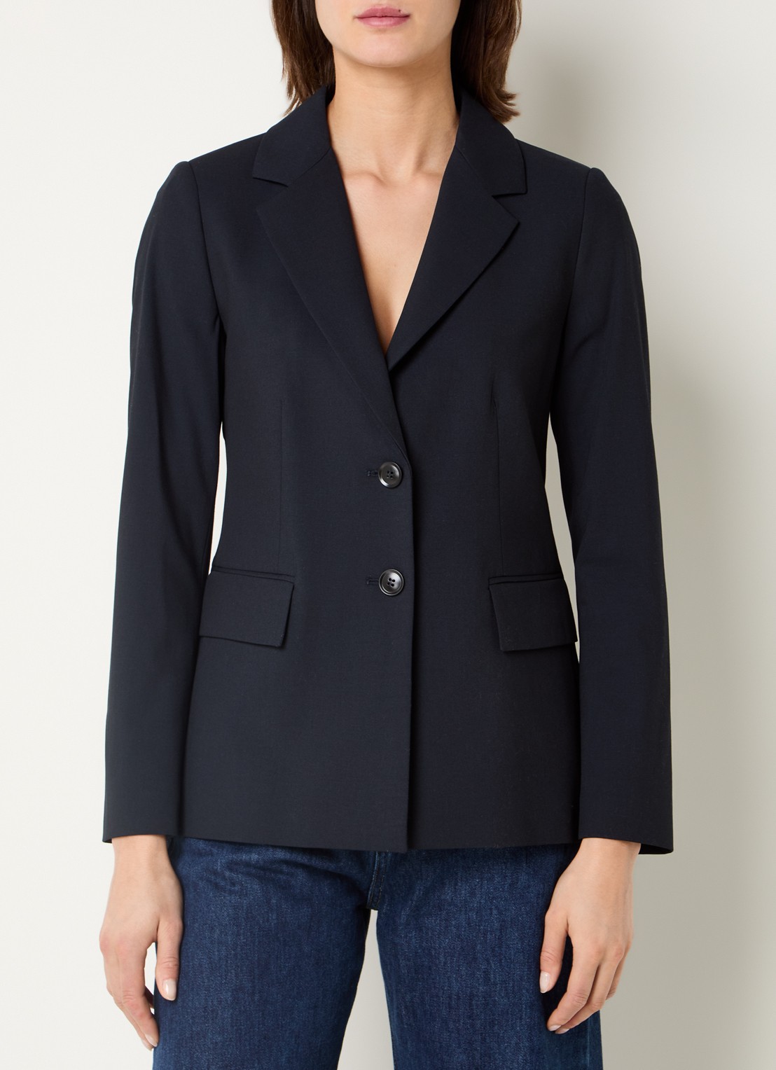 Benetton Blazer met schoudervulling en steekzakken - detail 2 donkerblauw