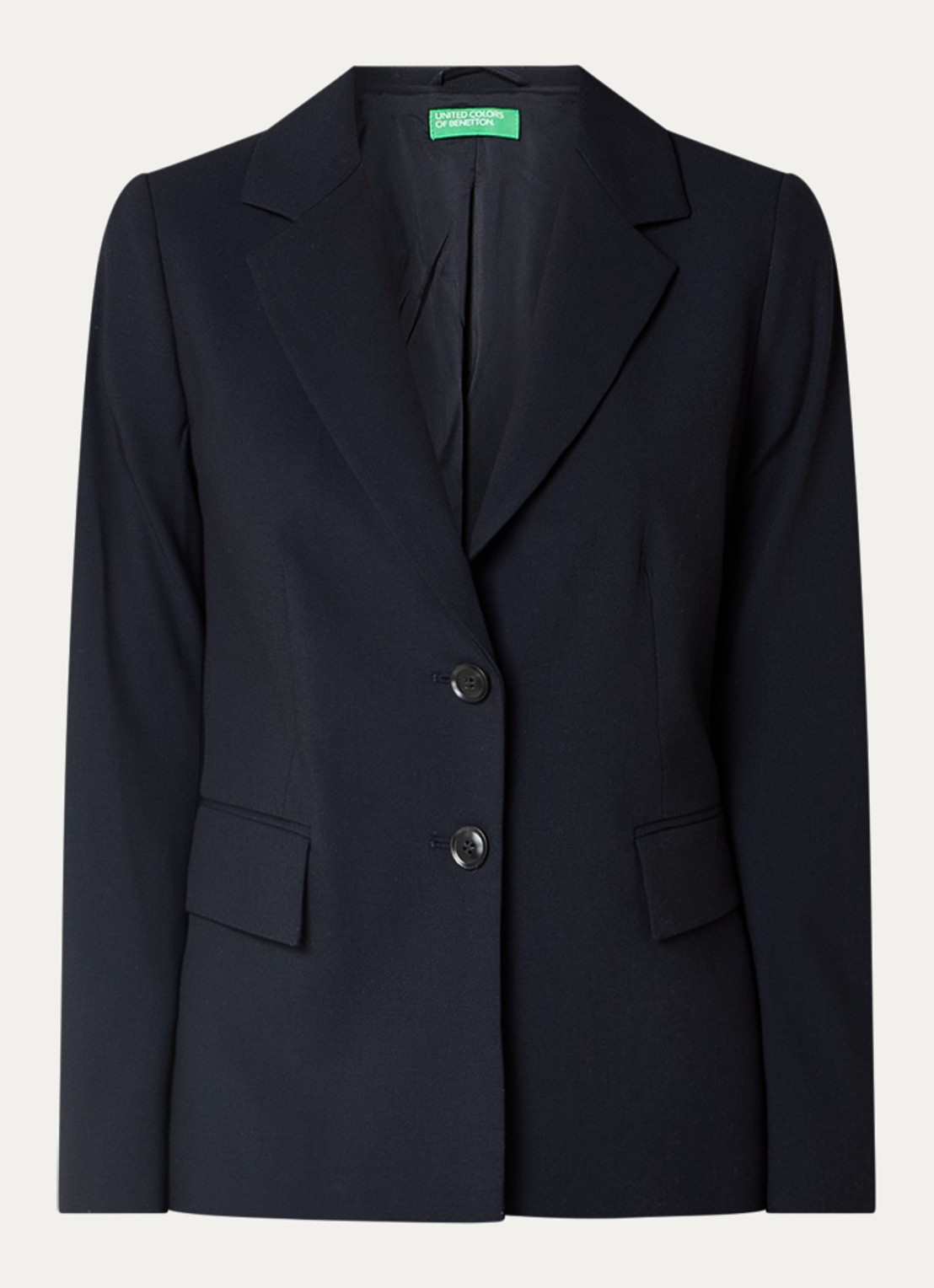 Benetton Blazer met schoudervulling en steekzakken - voorkant 3 donkerblauw