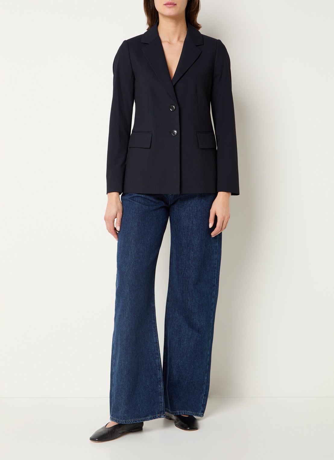 Benetton Blazer met schoudervulling en steekzakken - voorkant 4 donkerblauw