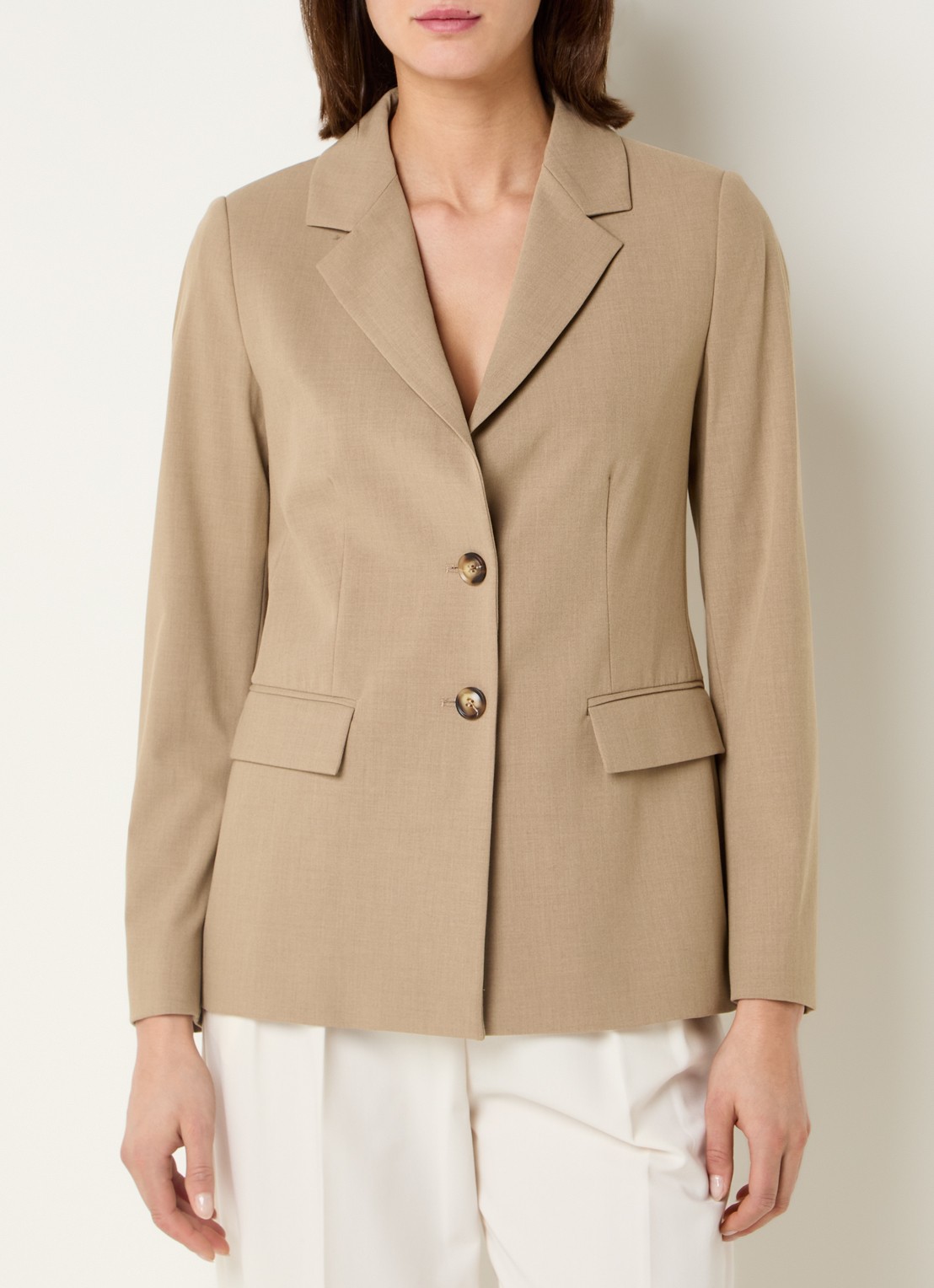 Benetton Blazer met schoudervulling en steekzakken - detail 4 camel