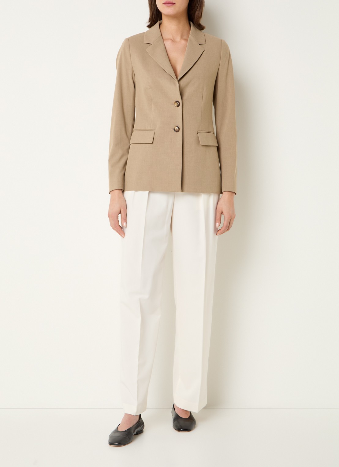 Benetton Blazer met schoudervulling en steekzakken - voorkant 3 camel