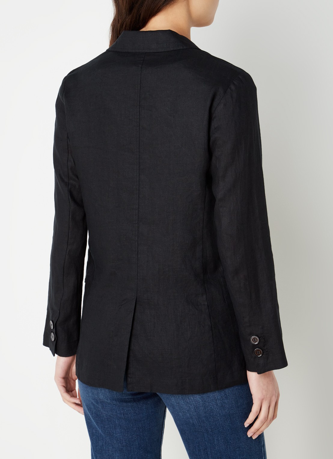 Benetton Blazer van linnen met klepzakken - achterkant 4 zwart