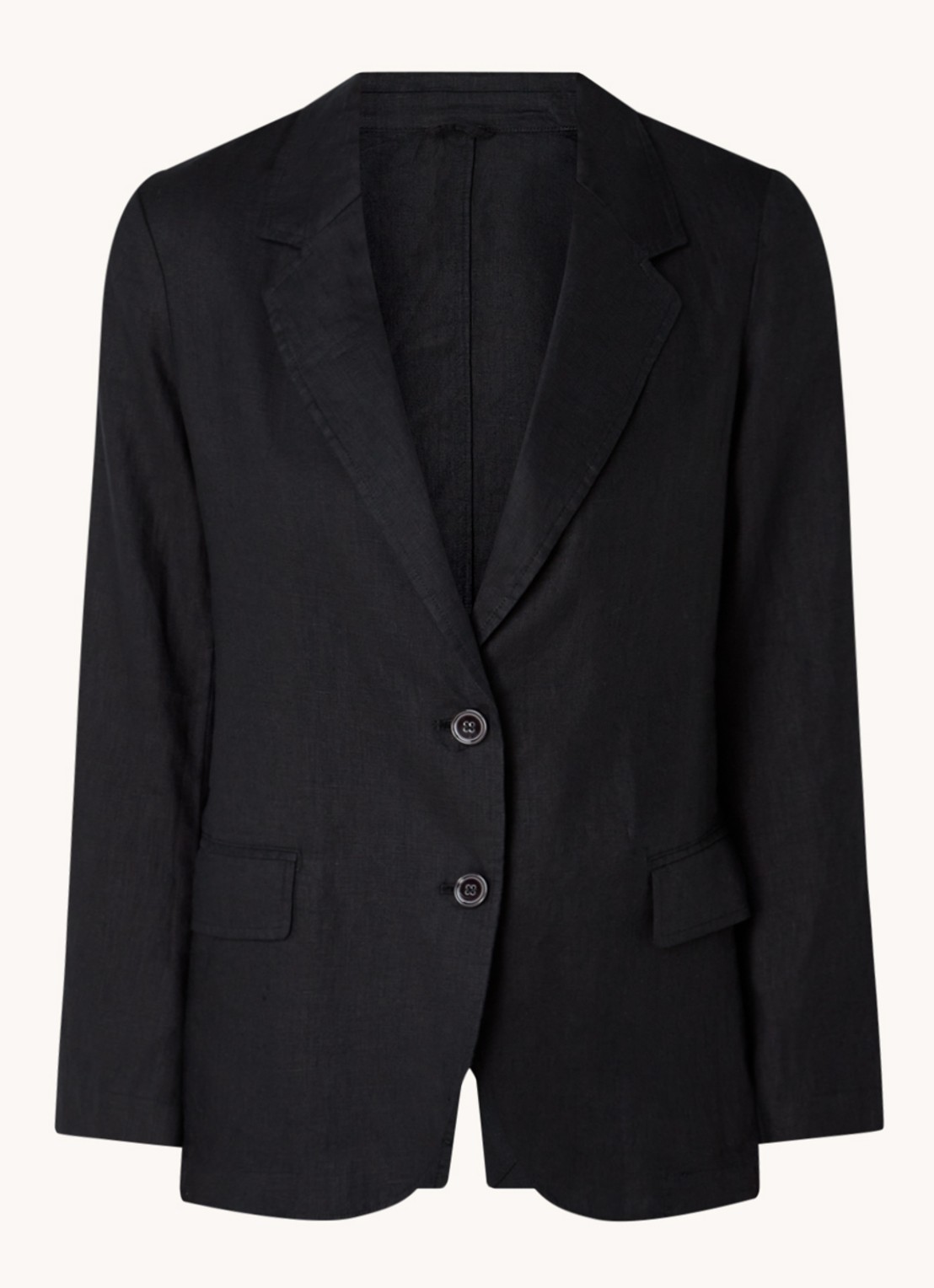 Benetton Blazer van linnen met klepzakken - voorkant zwart