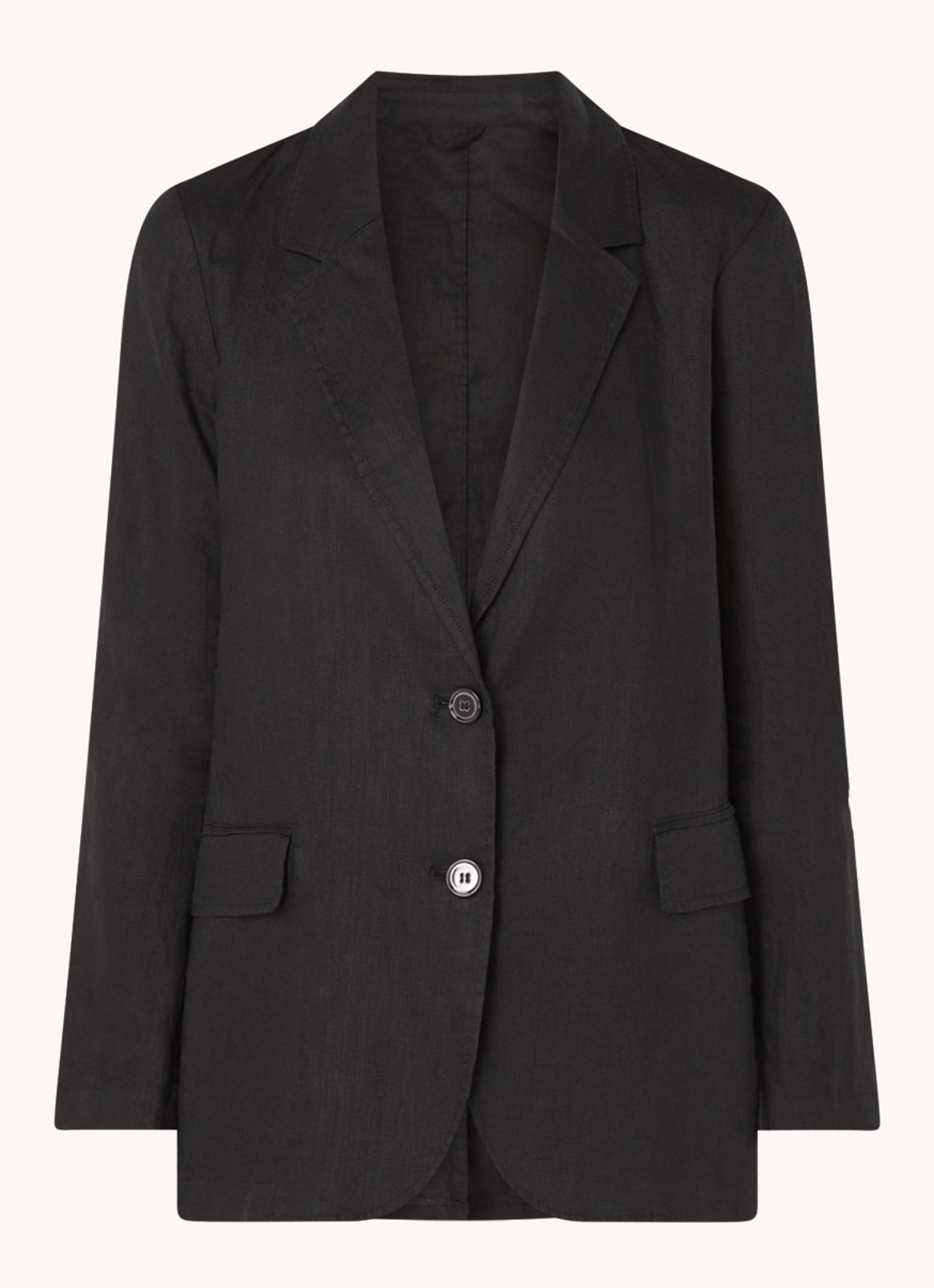 Benetton Blazer van linnen met klepzakken - voorkant 3 zwart