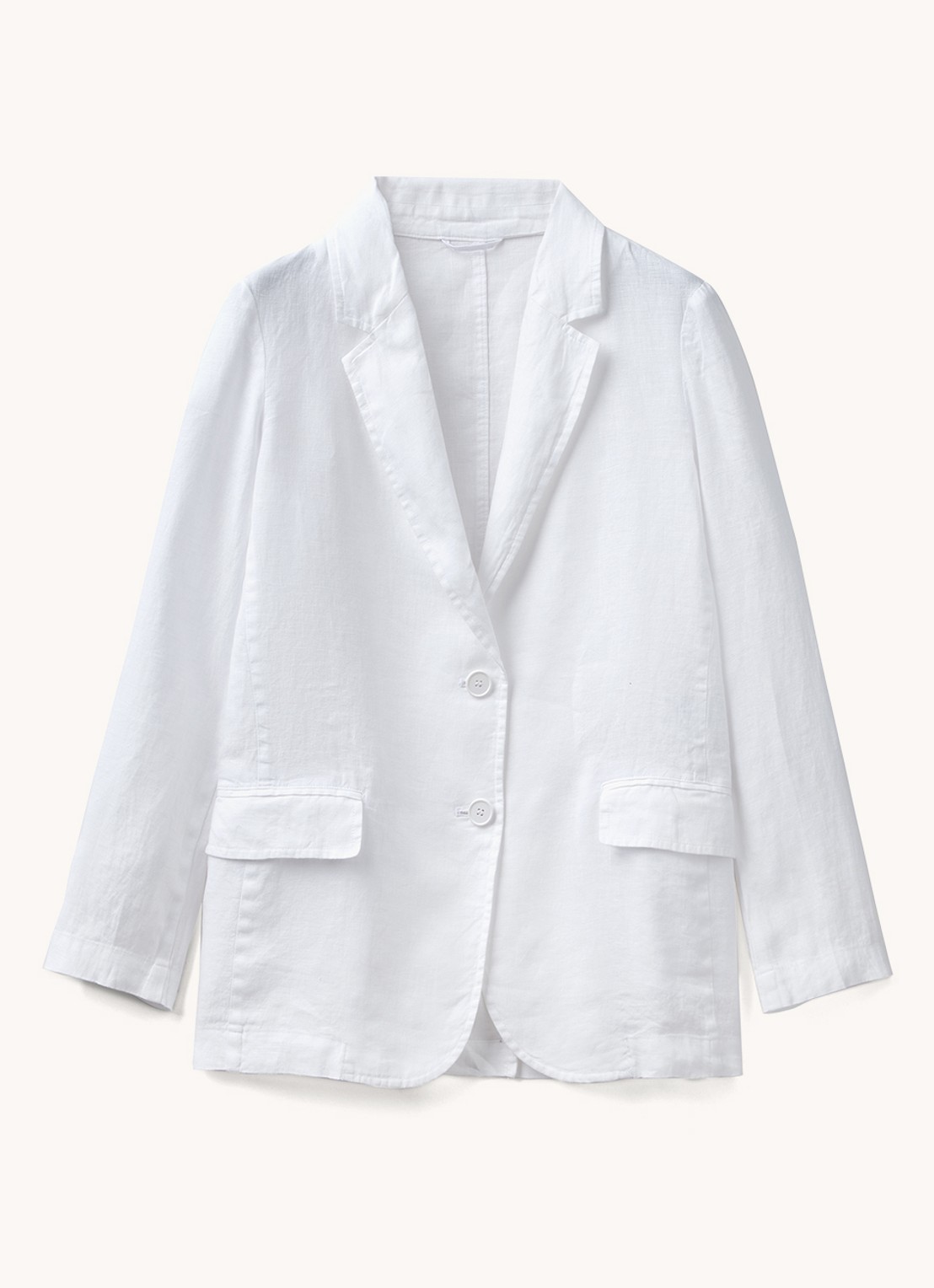 Benetton Blazer van linnen met klepzakken - voorkant 4 wit