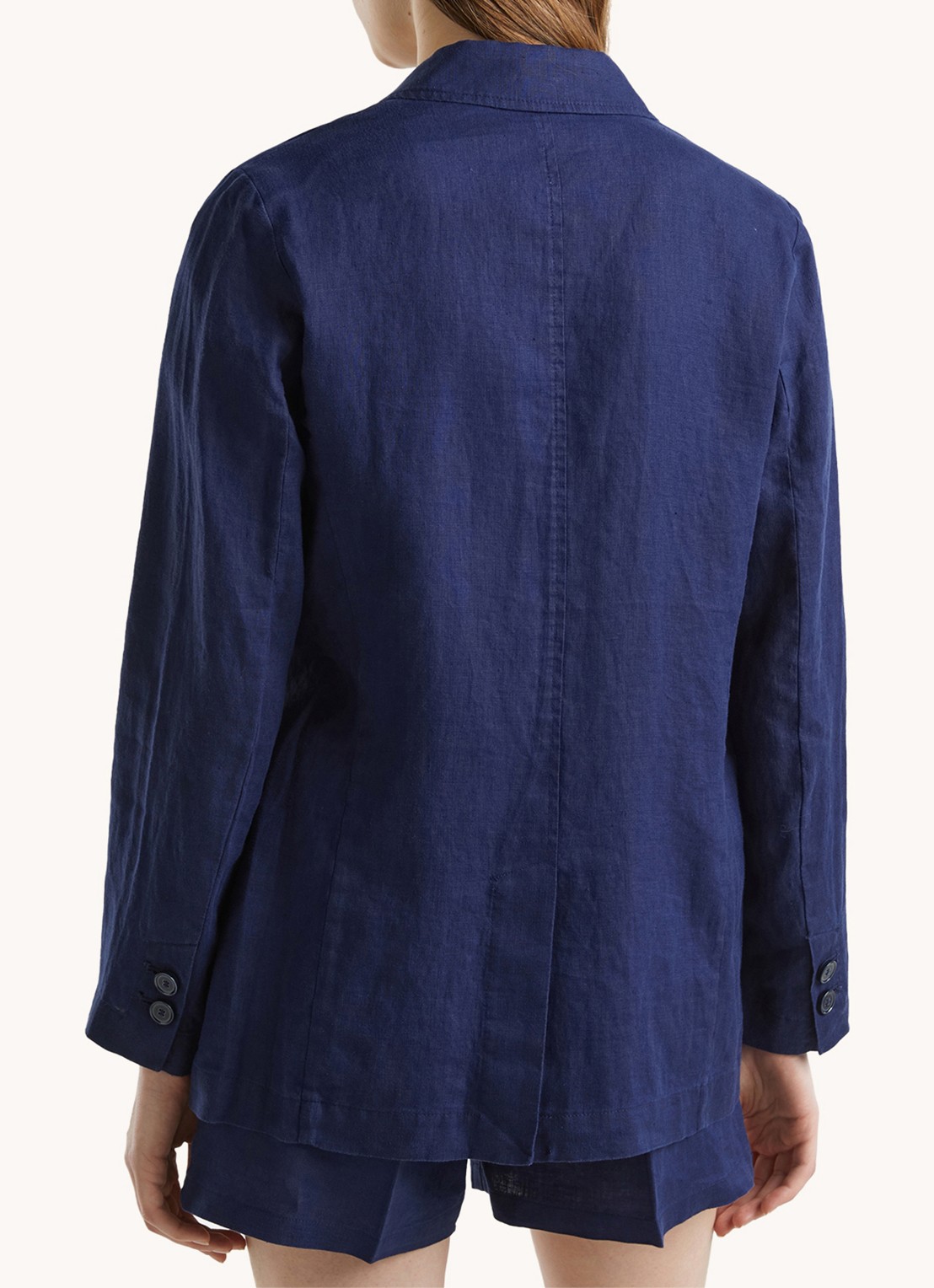 Benetton Blazer van linnen met klepzakken - achterkant 5 donkerblauw