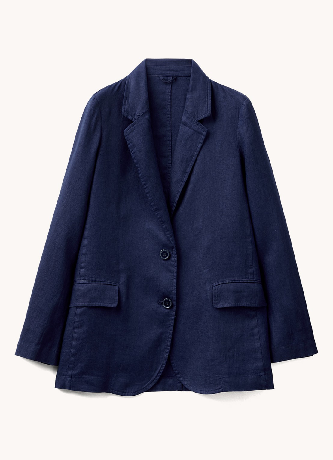 Benetton Blazer van linnen met klepzakken - voorkant 3 donkerblauw