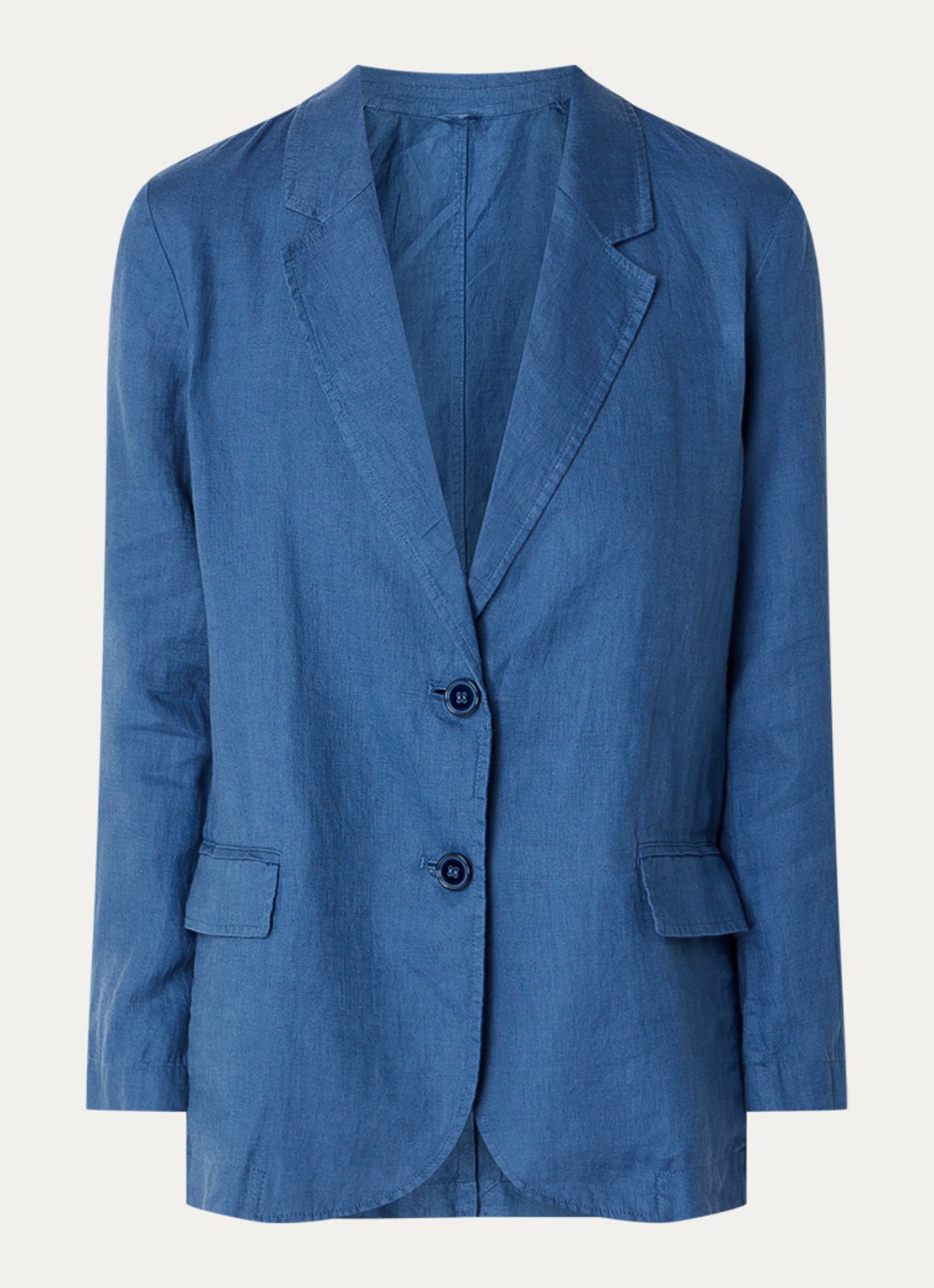 Benetton Blazer van linnen met klepzakken - voorkant 3 petrol