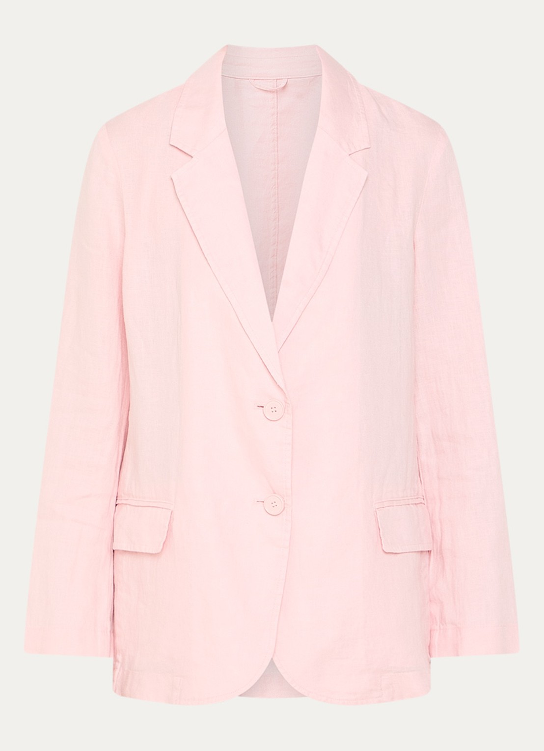Benetton Blazer van linnen met klepzakken - voorkant roze