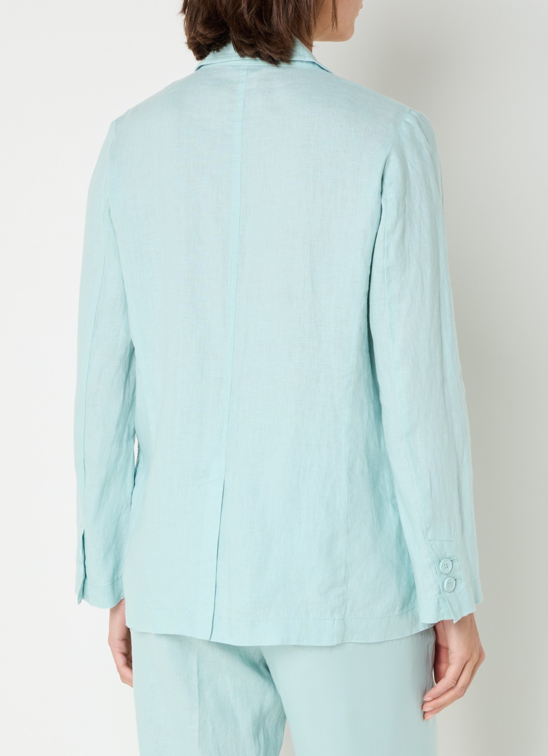 Benetton Blazer van linnen met klepzakken - achterkant 4 turquoise