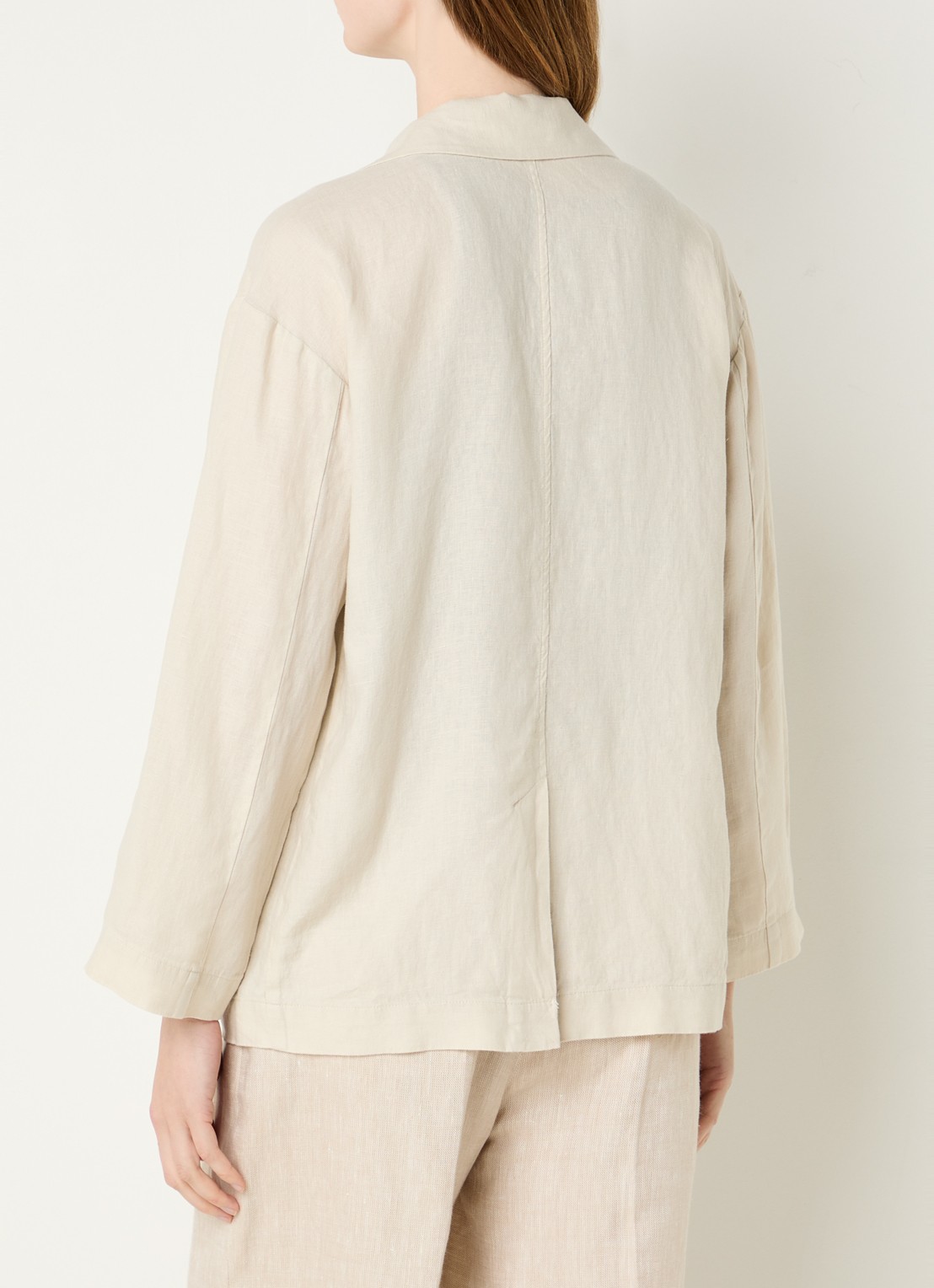 Benetton Blazer van linnen met opgestikte zakken - achterkant beige