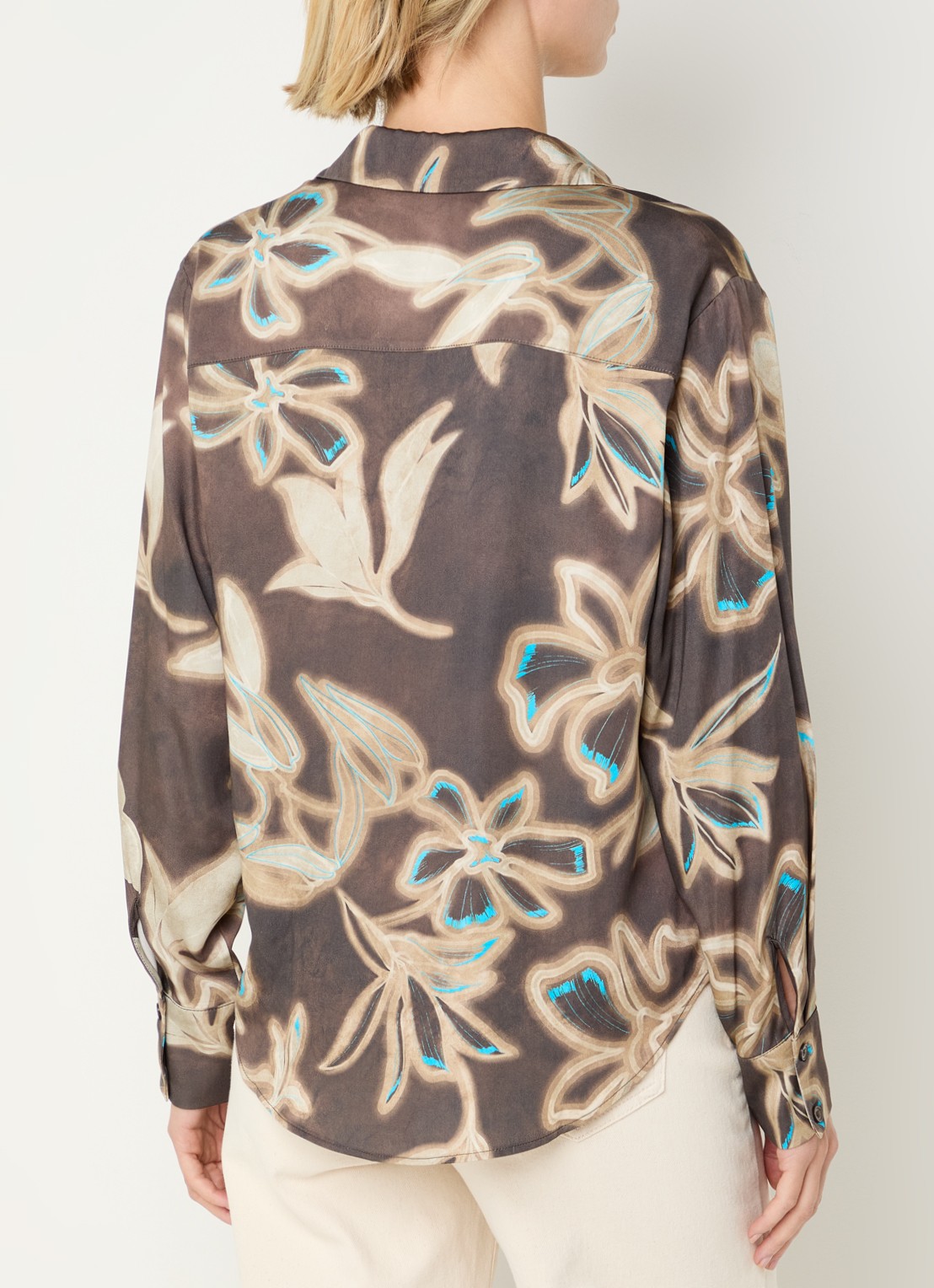 Benetton Blouse met bloemenprint - achterkant bruin