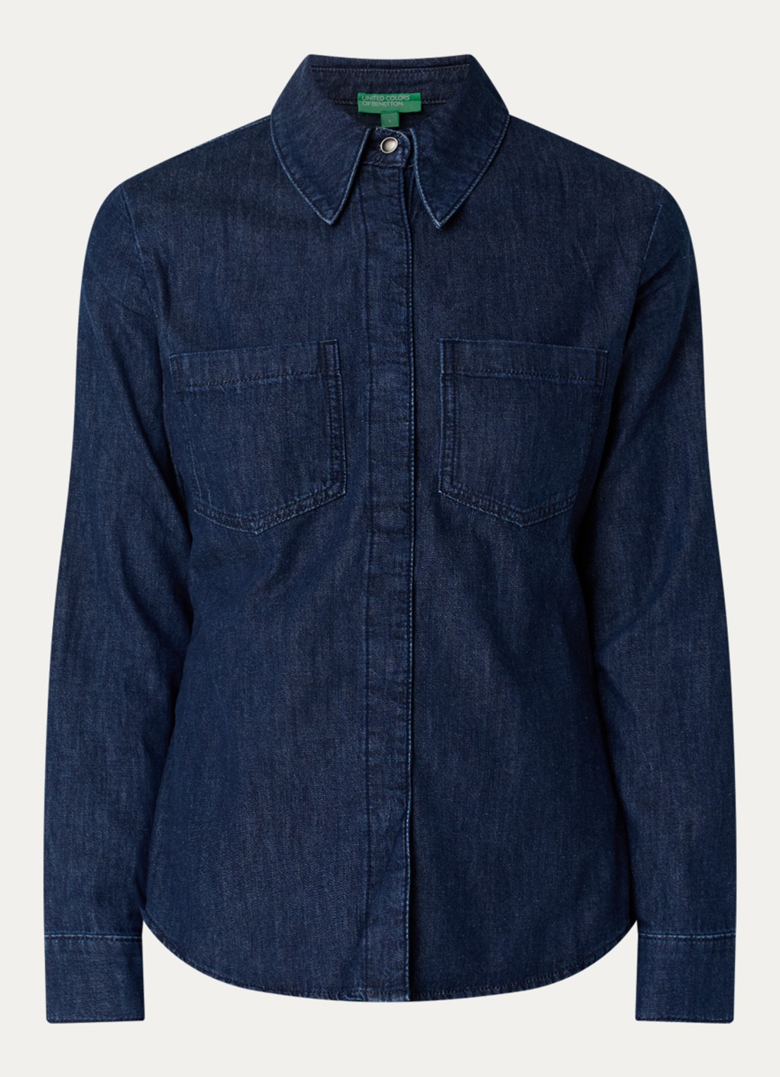 Benetton Blouse met borstzakken - voorkant indigo