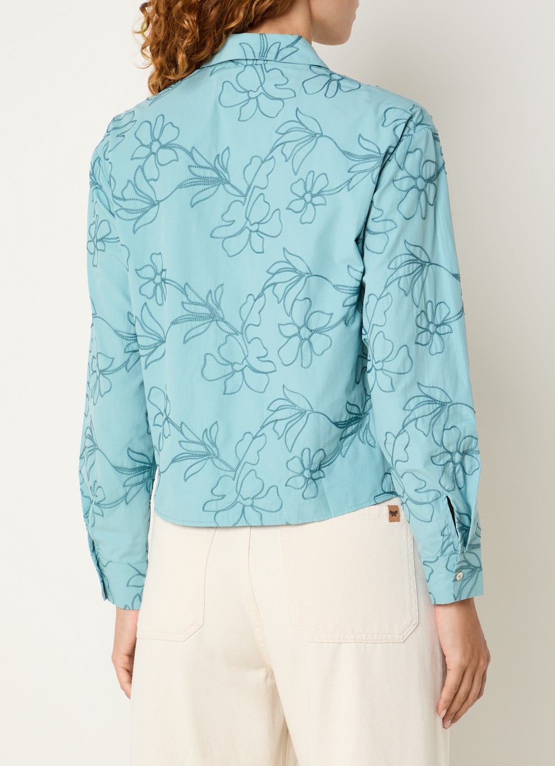 Benetton Blouse met broderie en kraag - achterkant 4 zeegroen