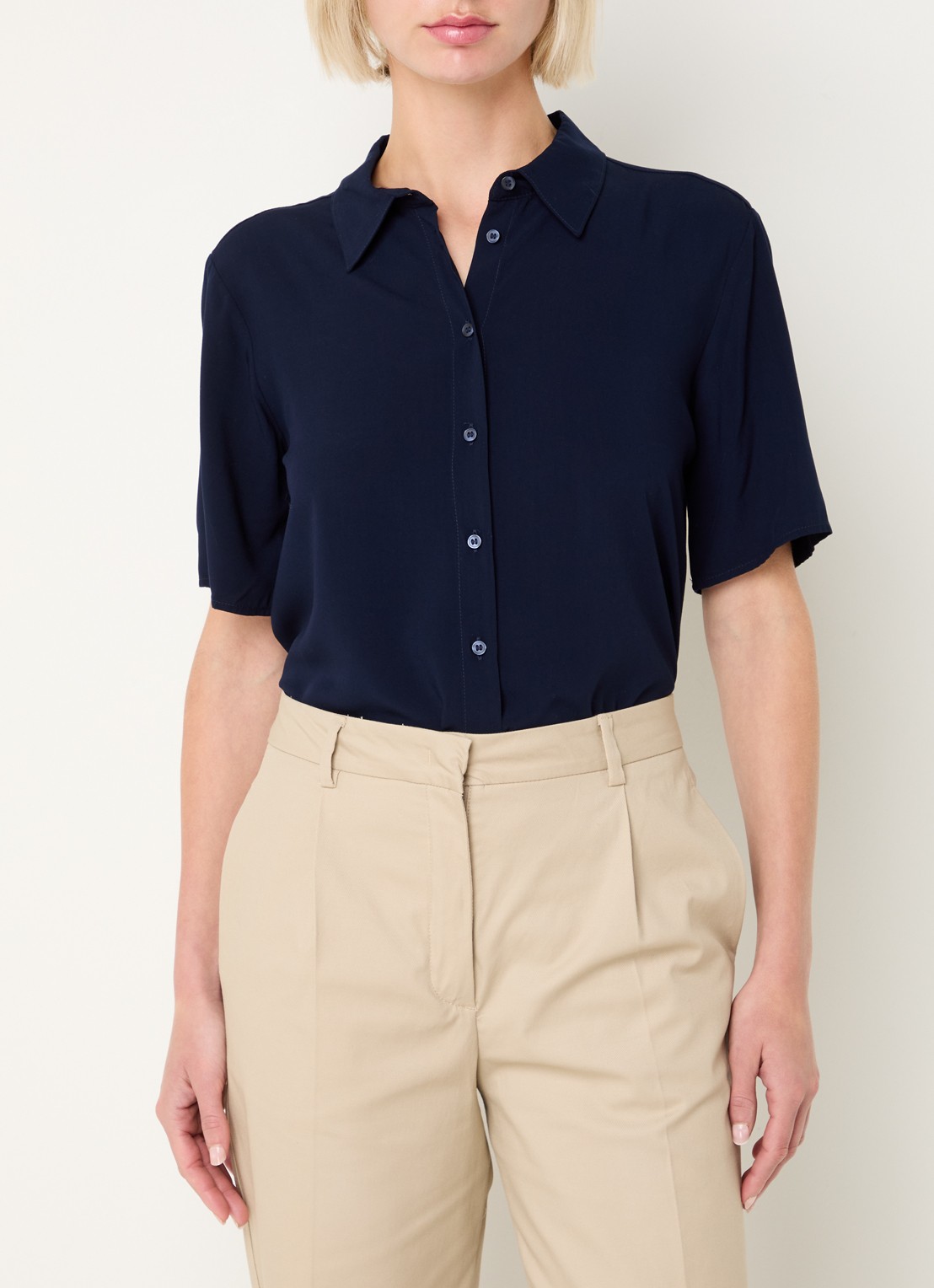 Benetton Blouse met kraag - detail 3 donkerblauw