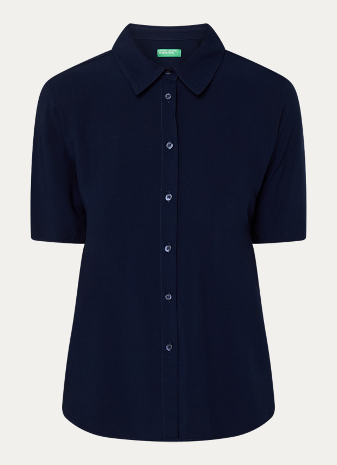 Benetton Blouse met kraag - voorkant donkerblauw