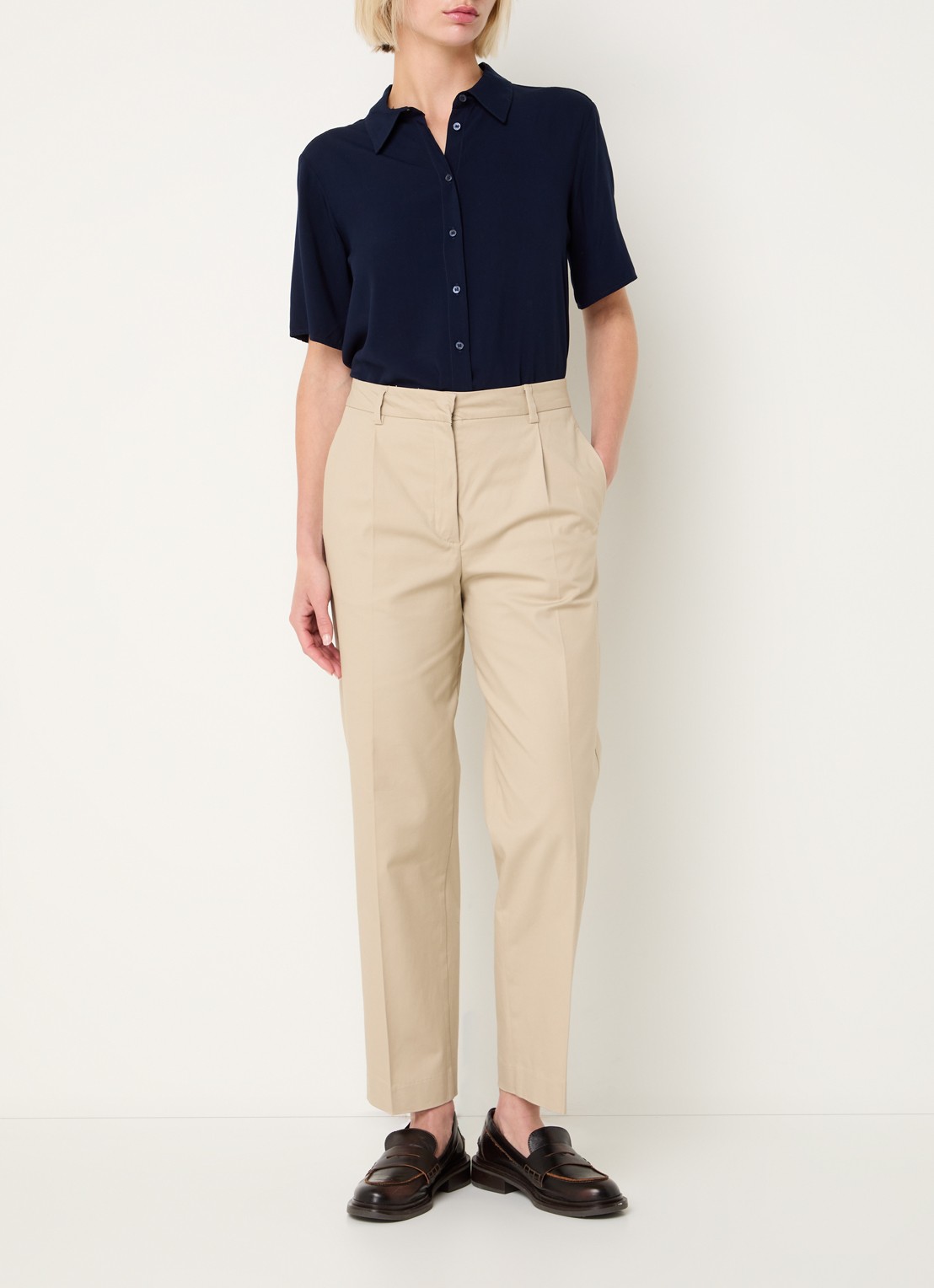 Benetton Blouse met kraag - voorkant 2 donkerblauw