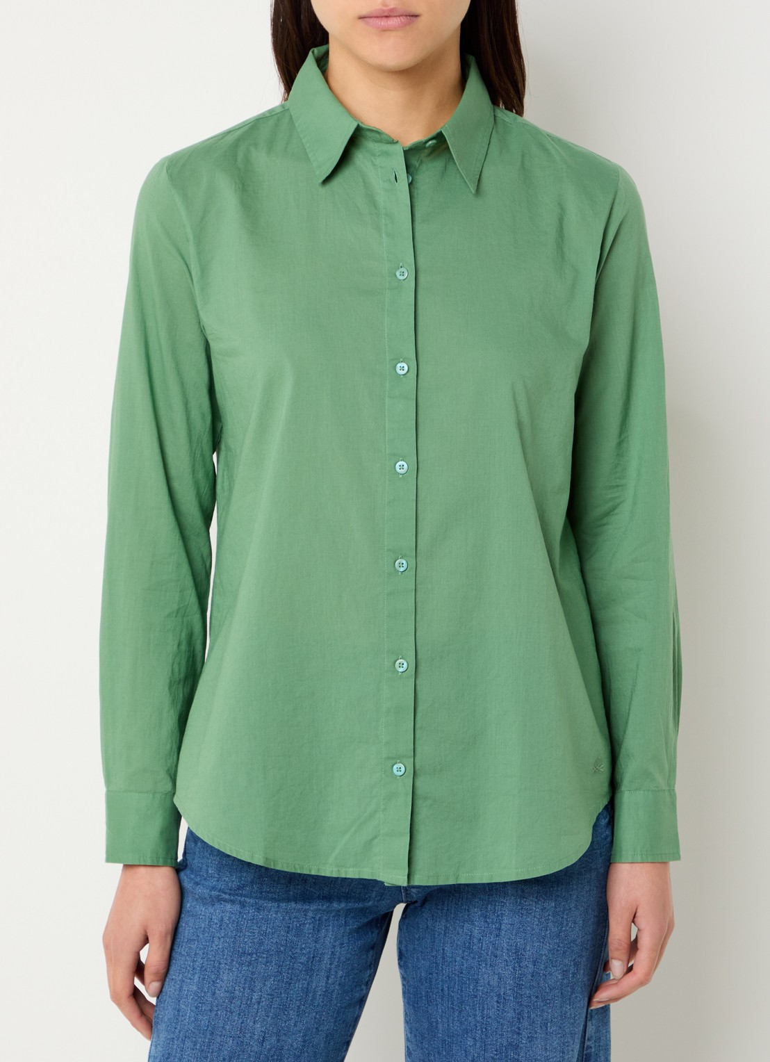 Benetton Blouse met kraag - detail 2 olijfgroen