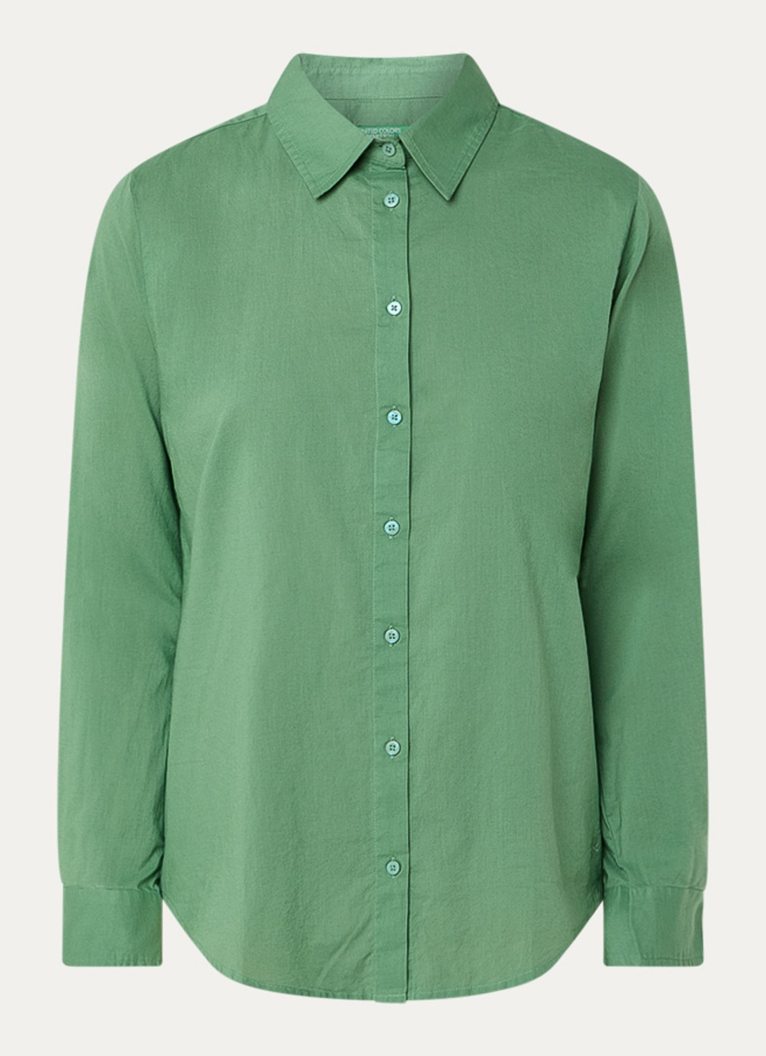 Benetton Blouse met kraag - voorkant 3 olijfgroen
