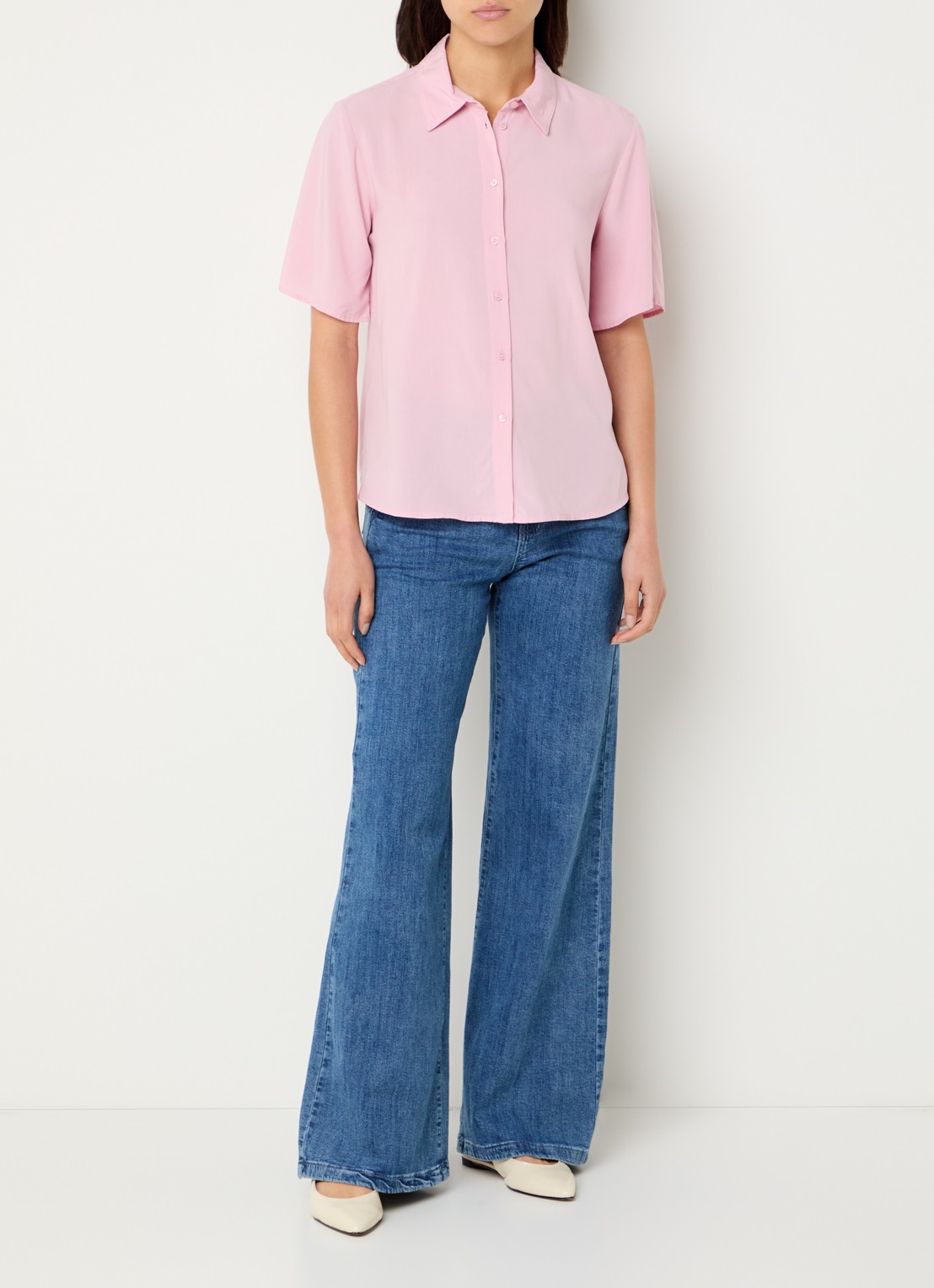 Benetton Blouse met kraag - voorkant 2 lichtroze