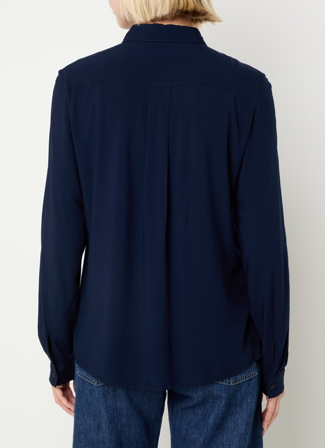 Benetton Blouse met kraag  - achterkant donkerblauw