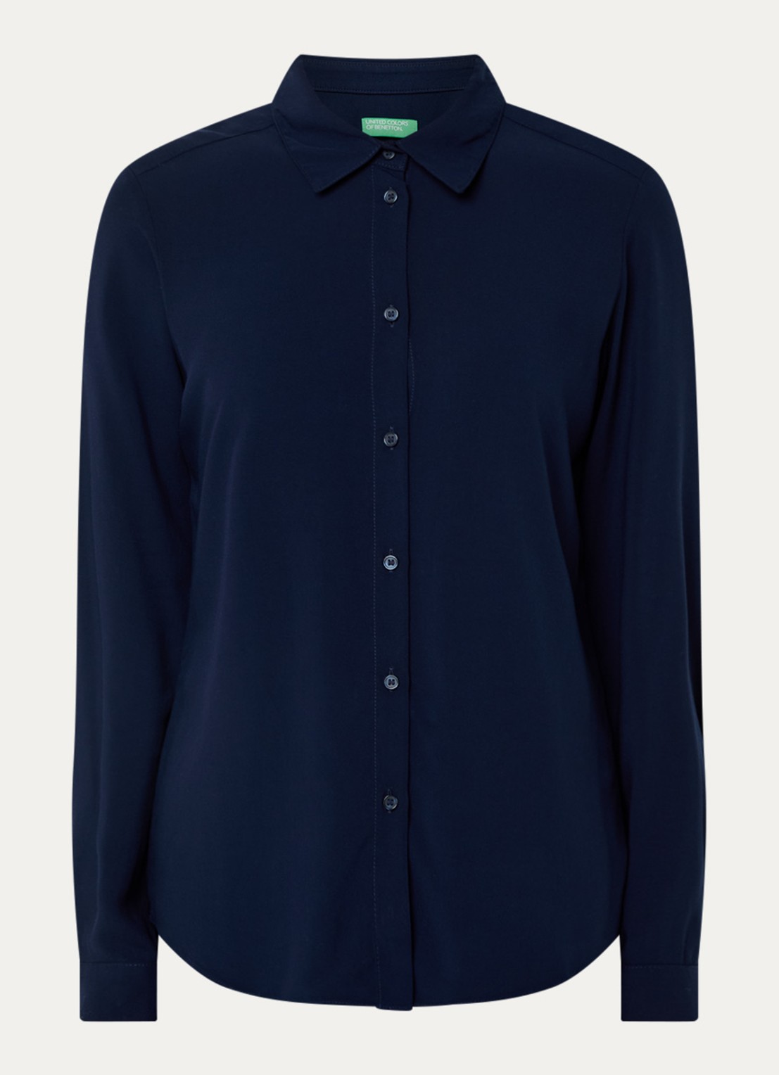 Benetton Blouse met kraag  - voorkant 3 donkerblauw