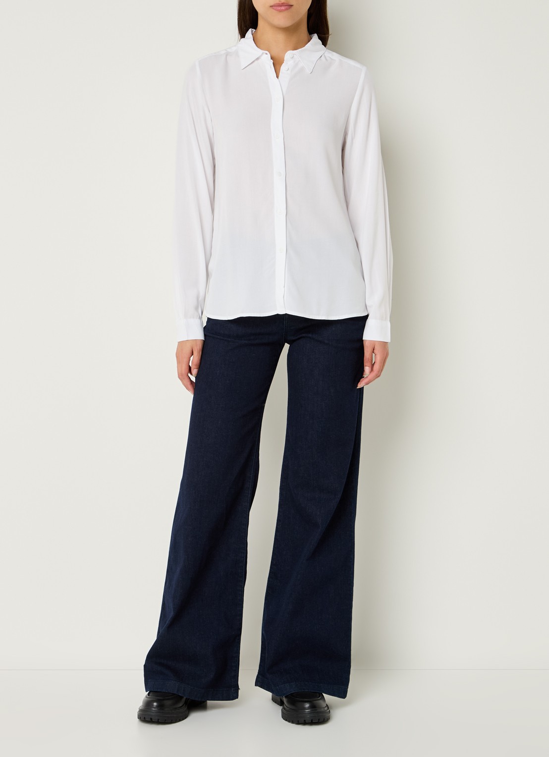 Benetton Blouse met kraag  - voorkant 3 gebroken wit
