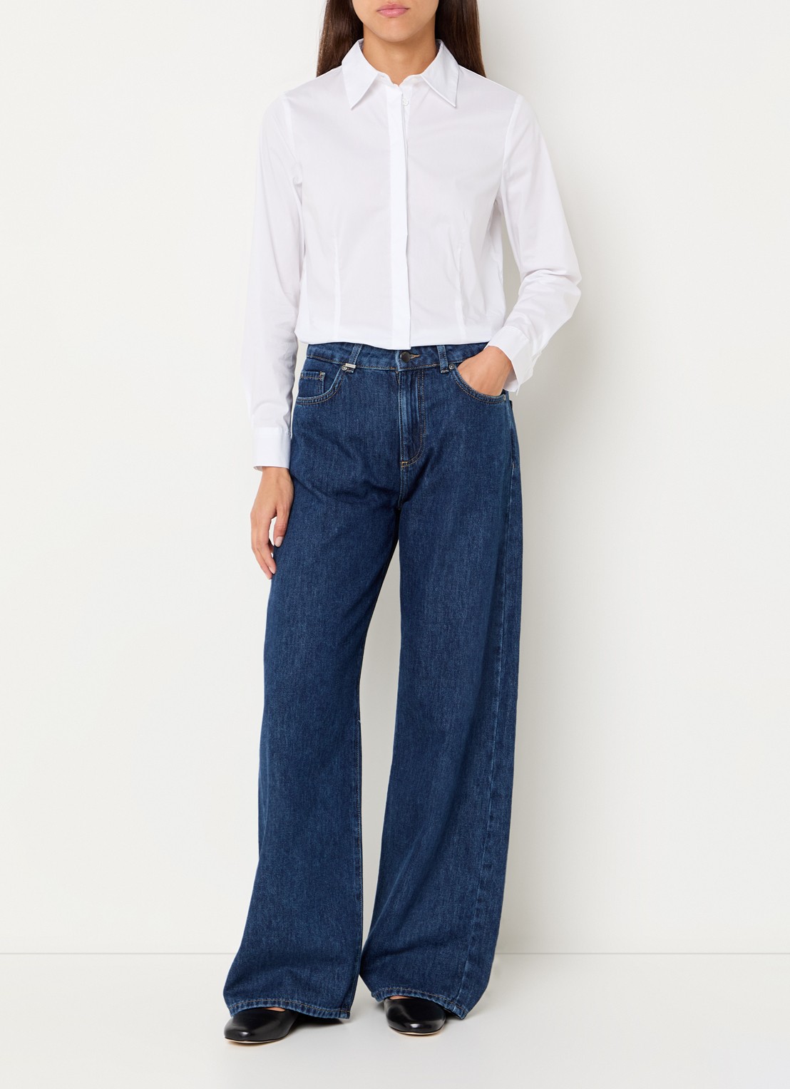 Benetton Blouse met kraag - voorkant 2 wit