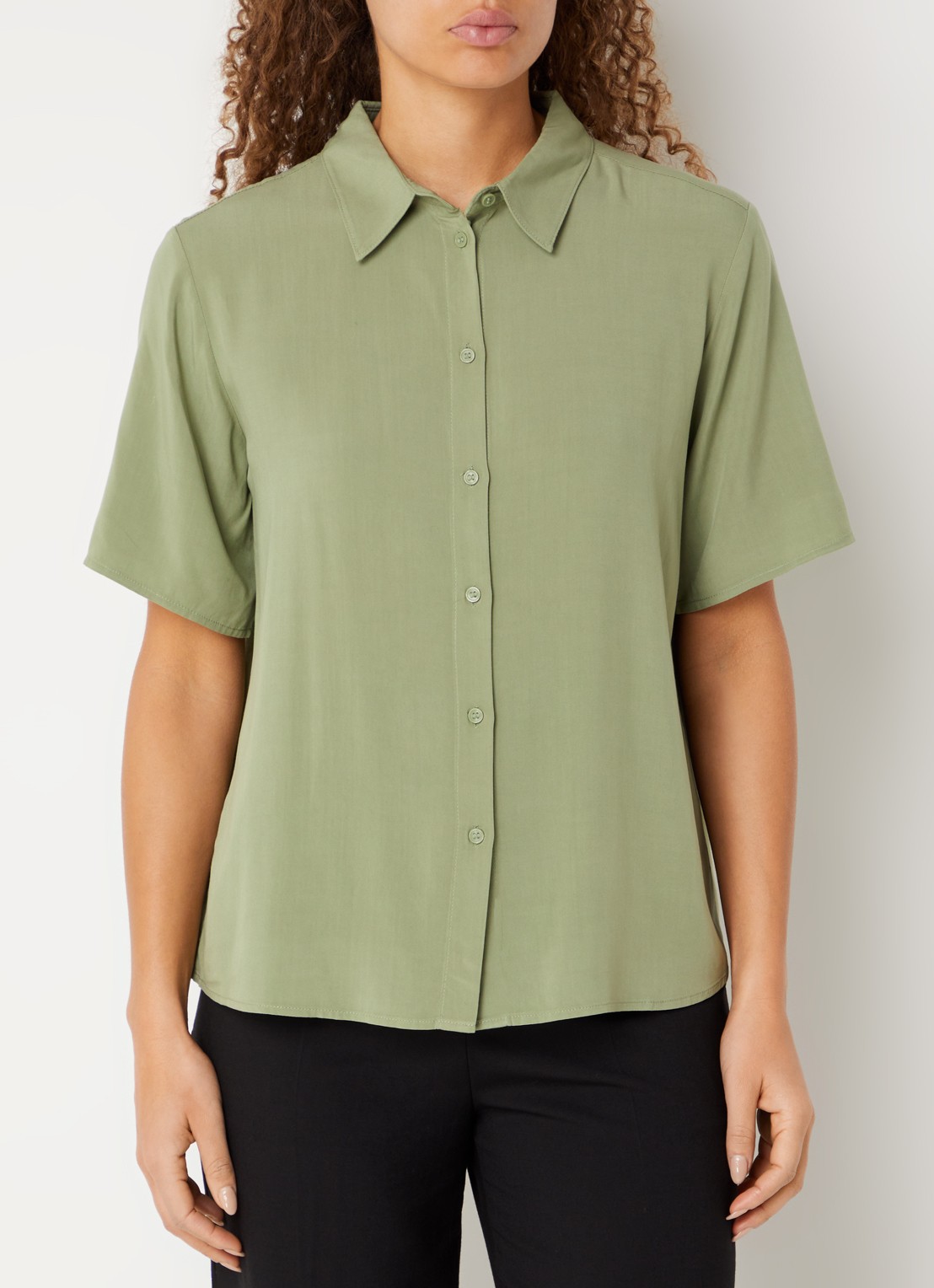 Benetton Blouse met kraag - detail 4 olijfgroen
