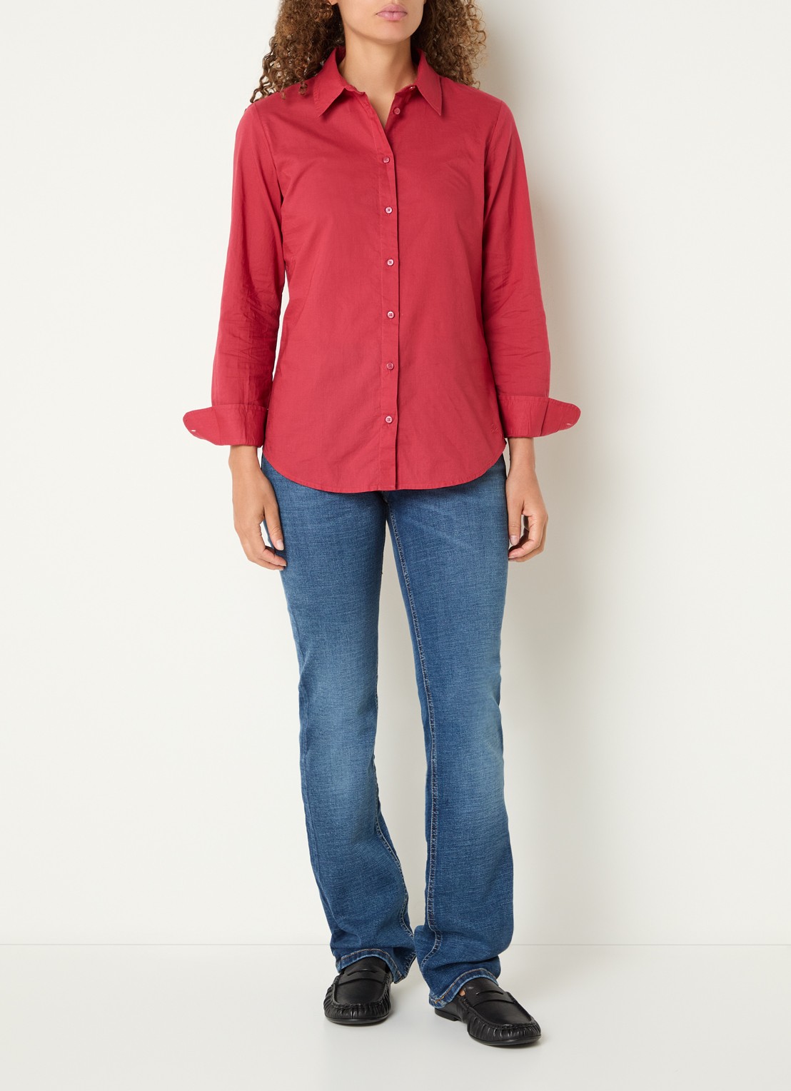 Benetton Blouse met kraag - voorkant 3 koraalrood