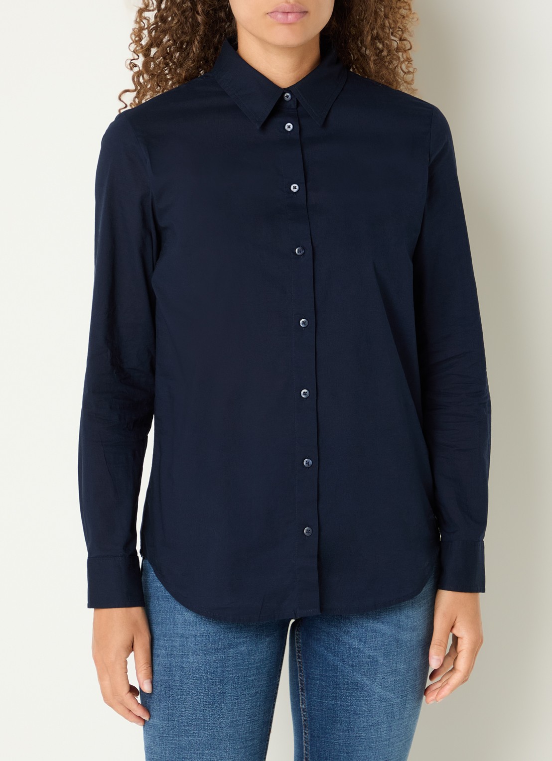 Benetton Blouse met kraag - detail 3 donkerblauw