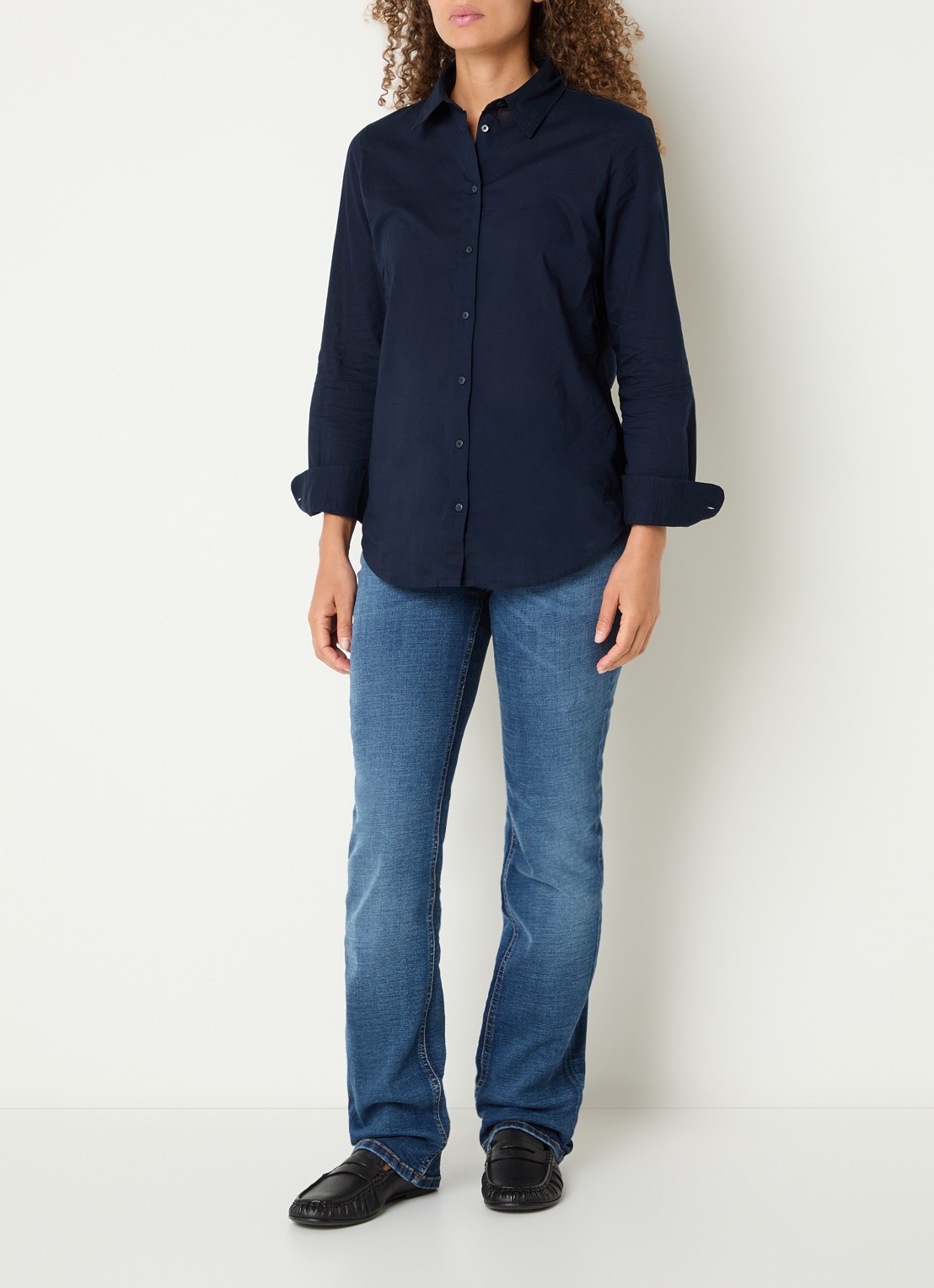Benetton Blouse met kraag - voorkant 2 donkerblauw