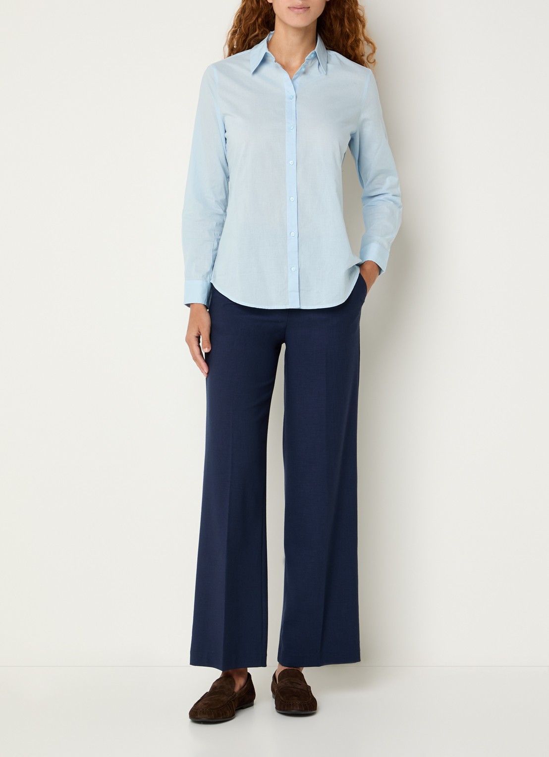 Benetton Blouse met kraag - voorkant 2 blauwgrijs