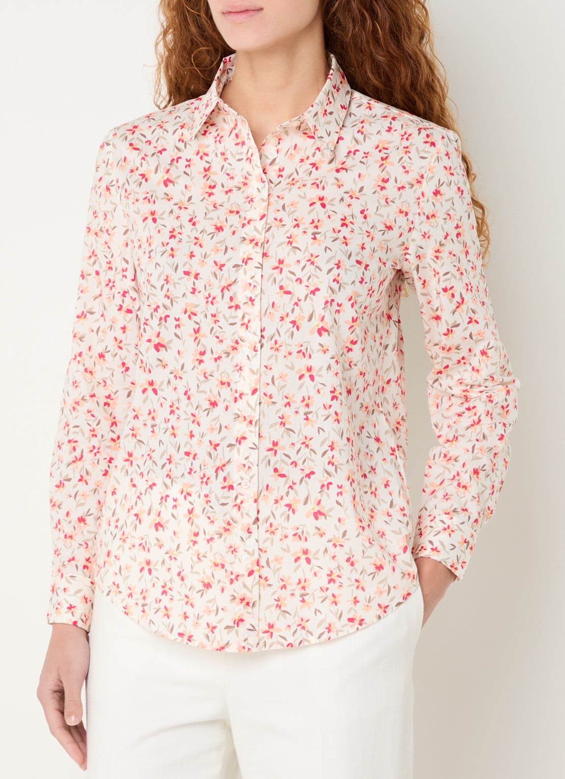 Benetton Blouse met print - detail 4 koraalrood