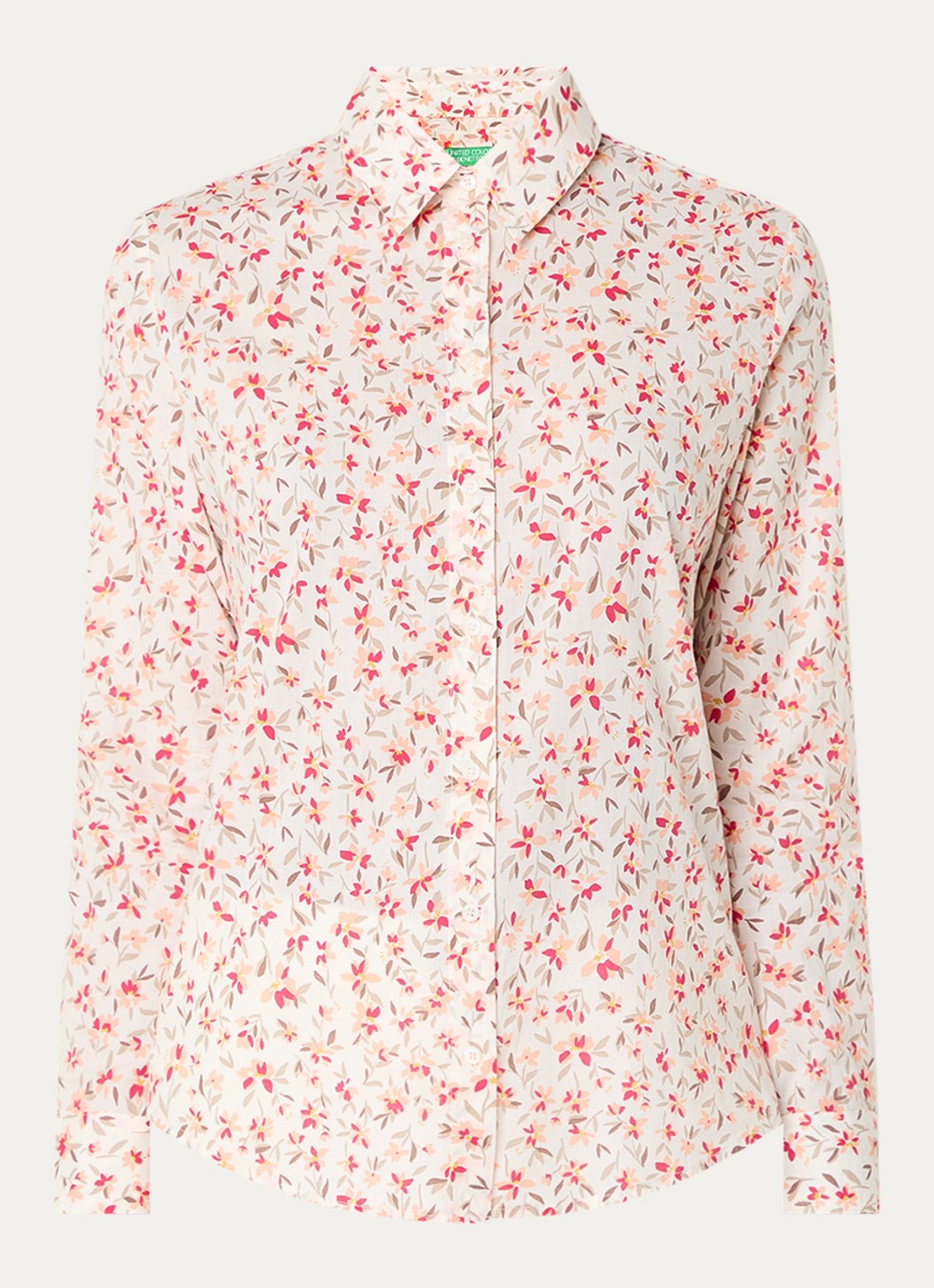 Benetton Blouse met print - voorkant koraalrood