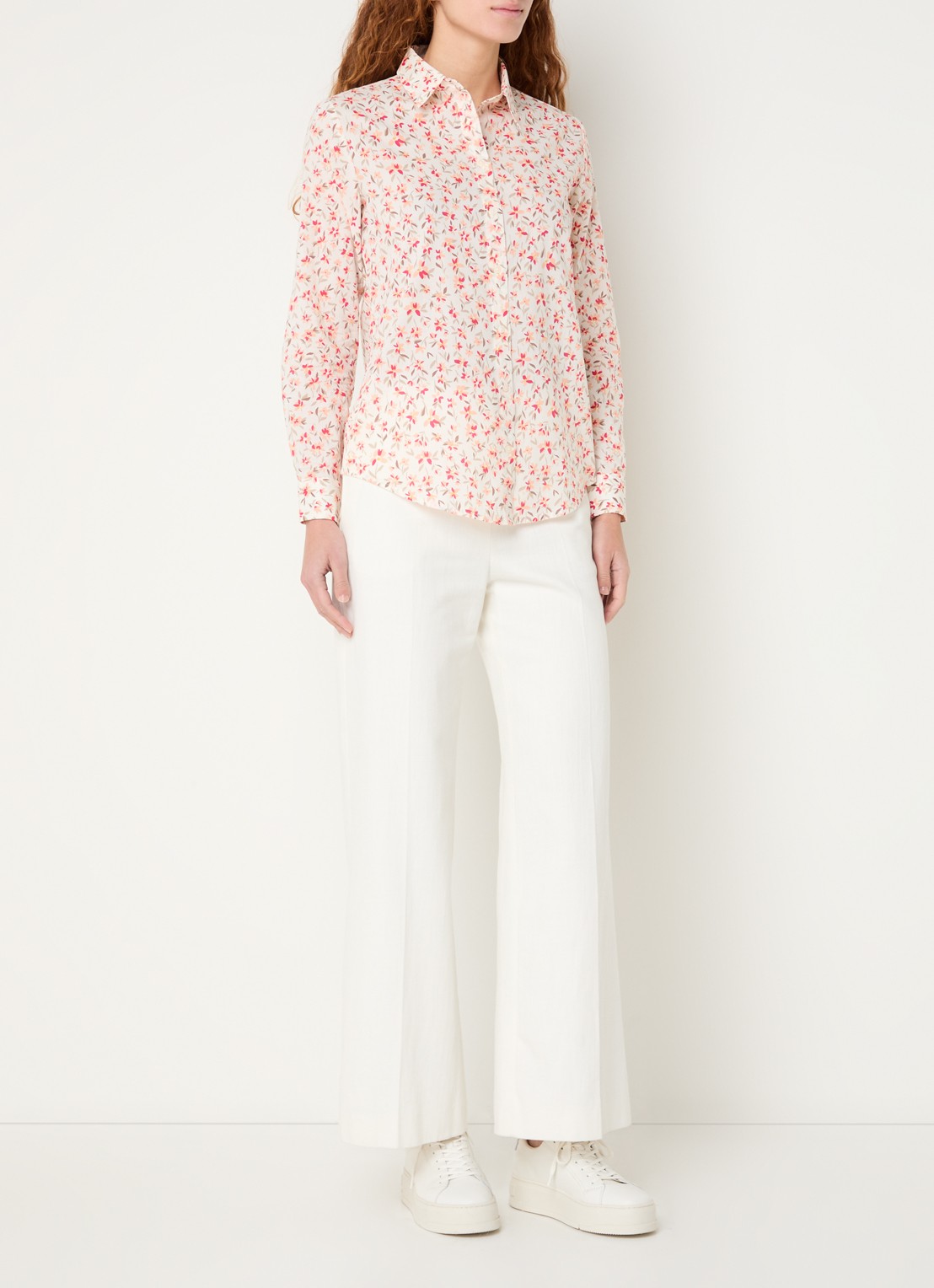 Benetton Blouse met print - voorkant 2 koraalrood