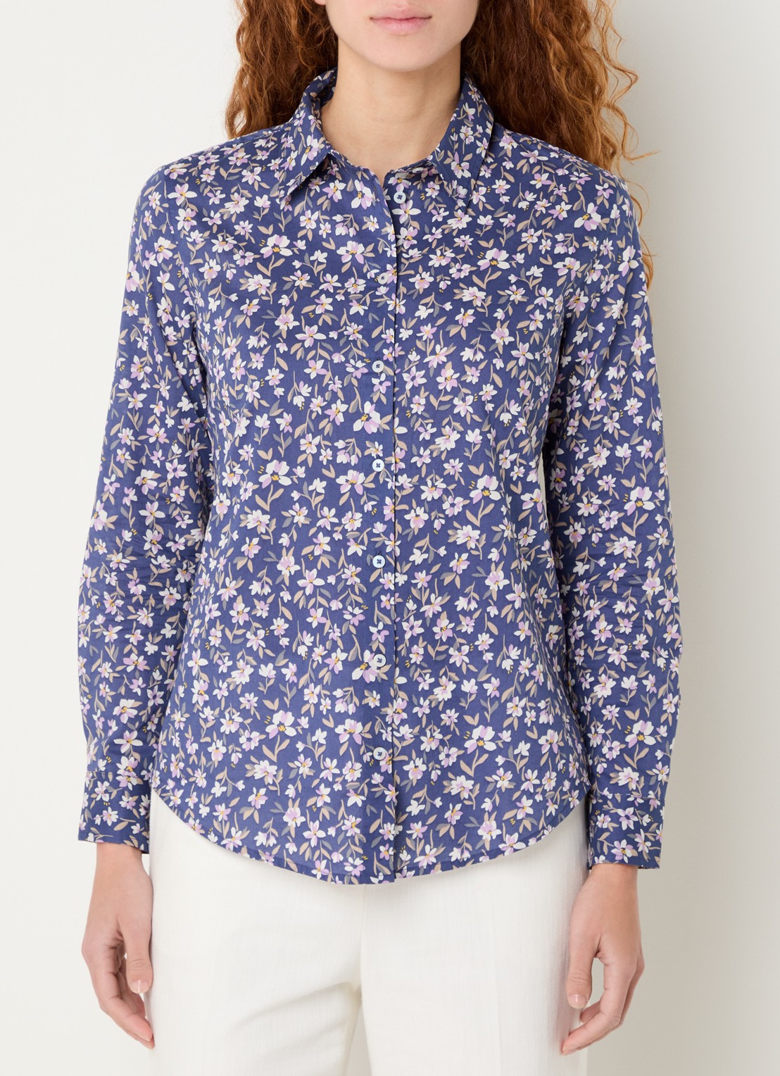 Benetton Blouse met print - detail 4 kobaltblauw